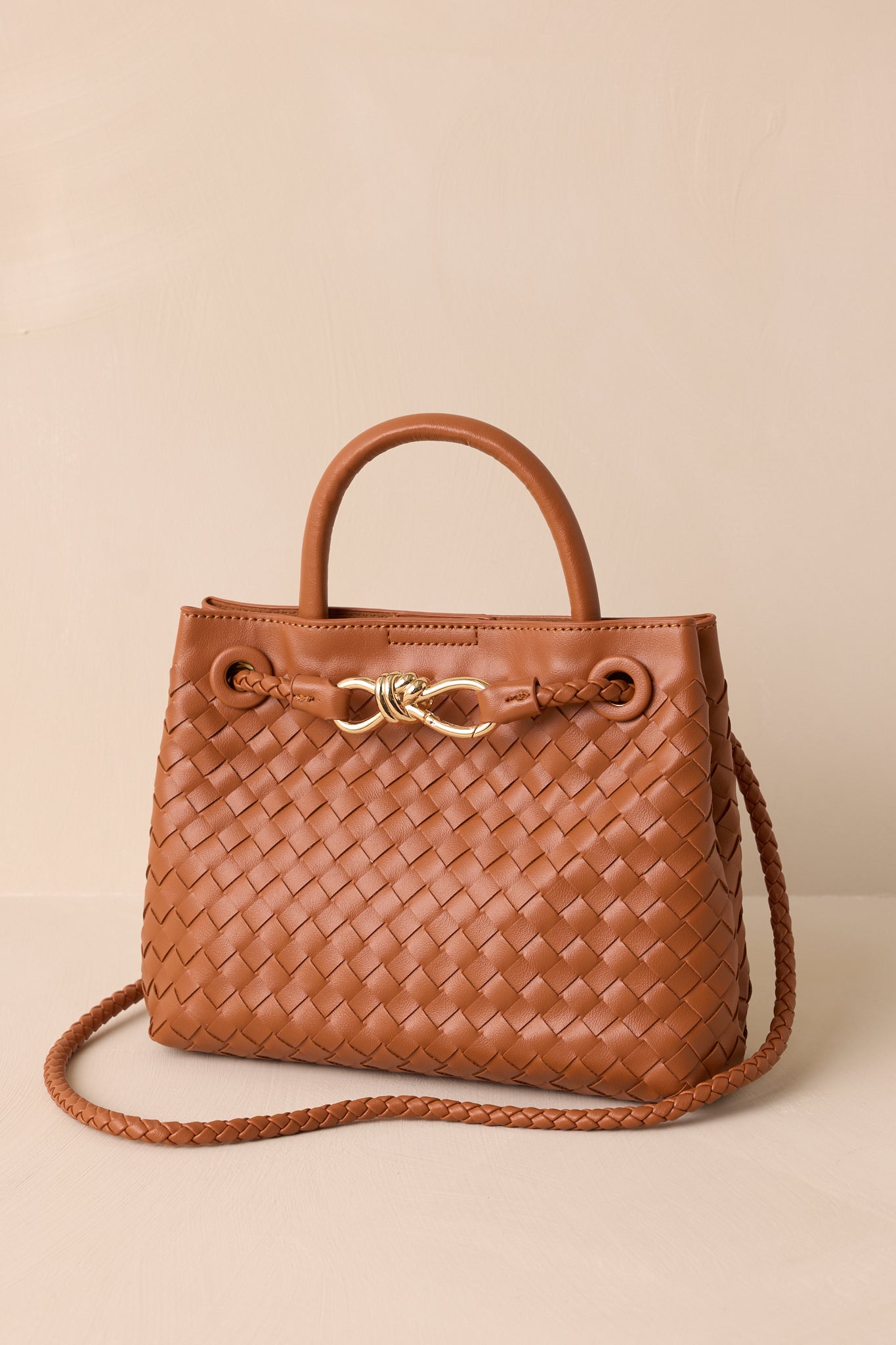 Brown Woven Faux Leather Handbag - All Handbags | Red Dress Brown Woven Faux Leather Handbag - All Handbags | Red Dress
