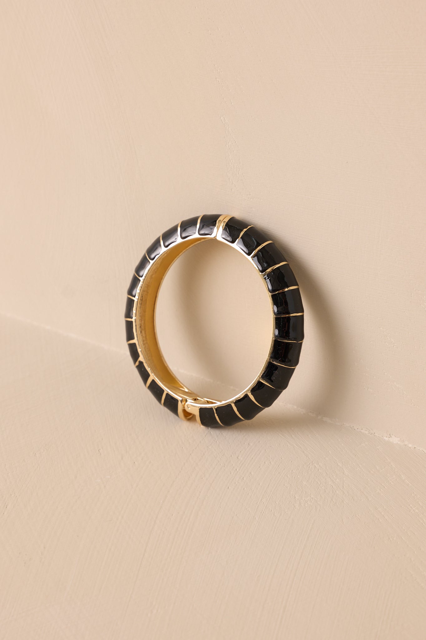 Black & Gold Hinged Bracelet - All Jewelry | Red Dress Black & Gold Hinged Bracelet - All Jewelry | Red Dress