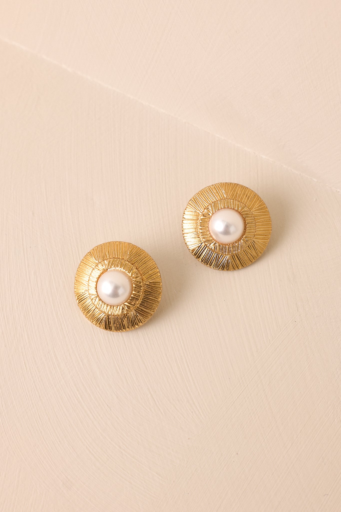 Gold & Ivory Pearl Textured Earrings - All Jewelry | Red Dress Gold & Ivory Pearl Textured Earrings - All Jewelry | Red Dress