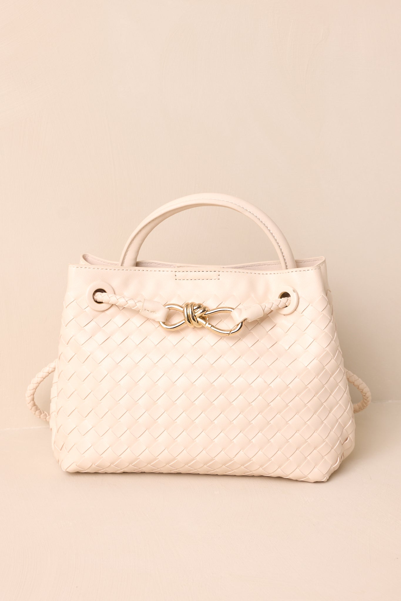 Just My Type Ivory Woven Faux Leather Handbag Just My Type Ivory Woven Faux Leather Handbag