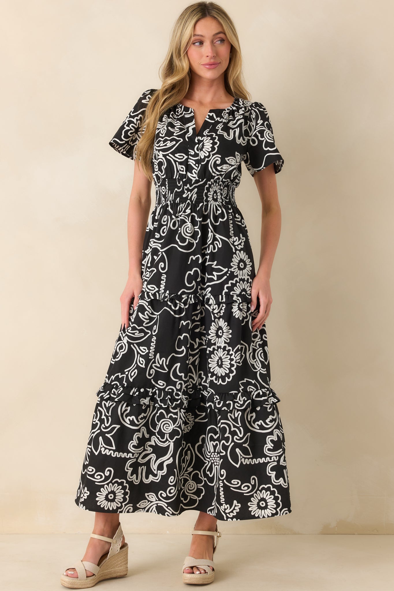 Black Floral Print Cotton Maxi Dress - All Dresses | Red Dress Black Floral Print Cotton Maxi Dress - All Dresses | Red Dress