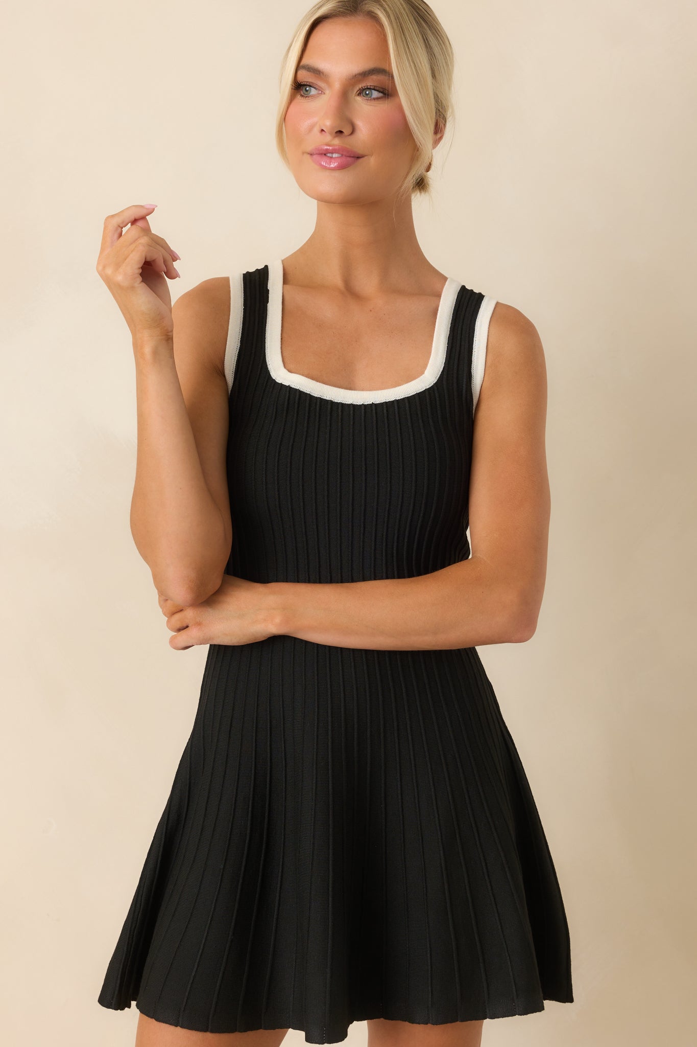 Black Ribbed Knit Sleeveless Mini Dress - Casual Dresses | Red Dress Black Ribbed Knit Sleeveless Mini Dress - Casual Dresses | Red Dress