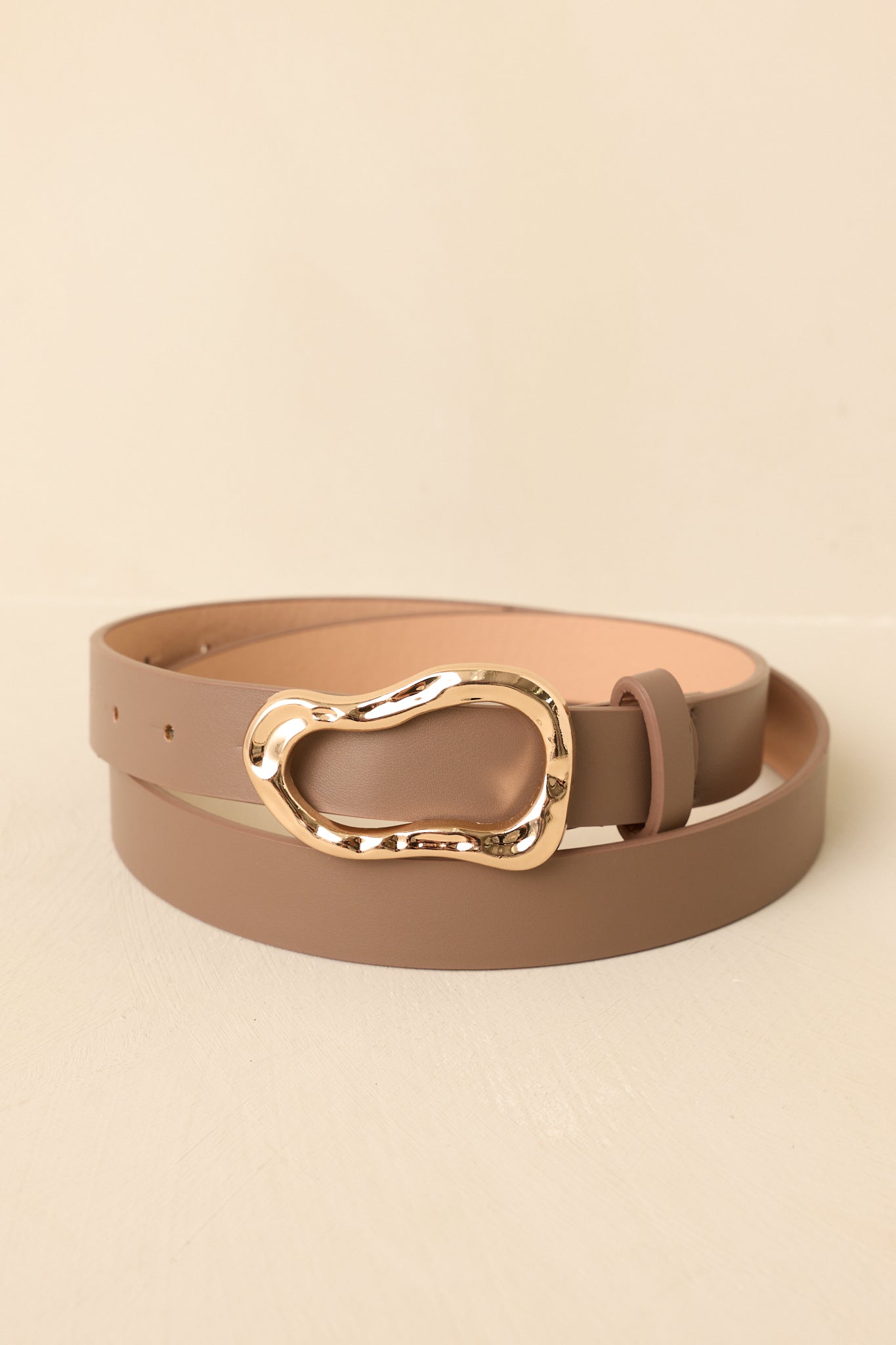 Women's Hold It Together Dark Taupe Faux Leather Belt with Sculpted Buckle | Size: Os
