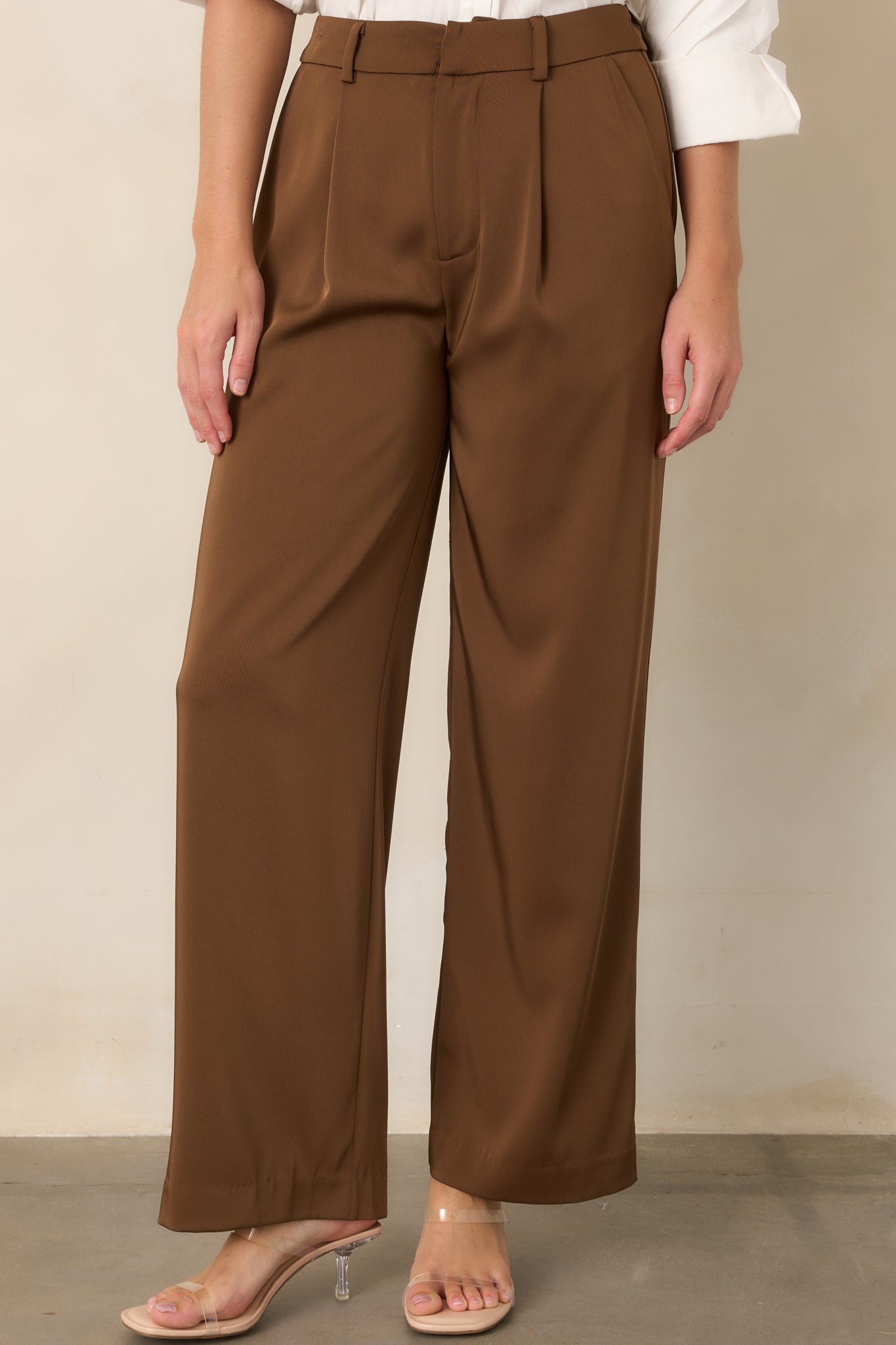 brown baggy dress pants Women's Mark My Words High Waisted Wide Leg Trousers | Size: L Black and White Vintage color-description:Navy Color:SKY BLUE Key Features Chocolate brown
