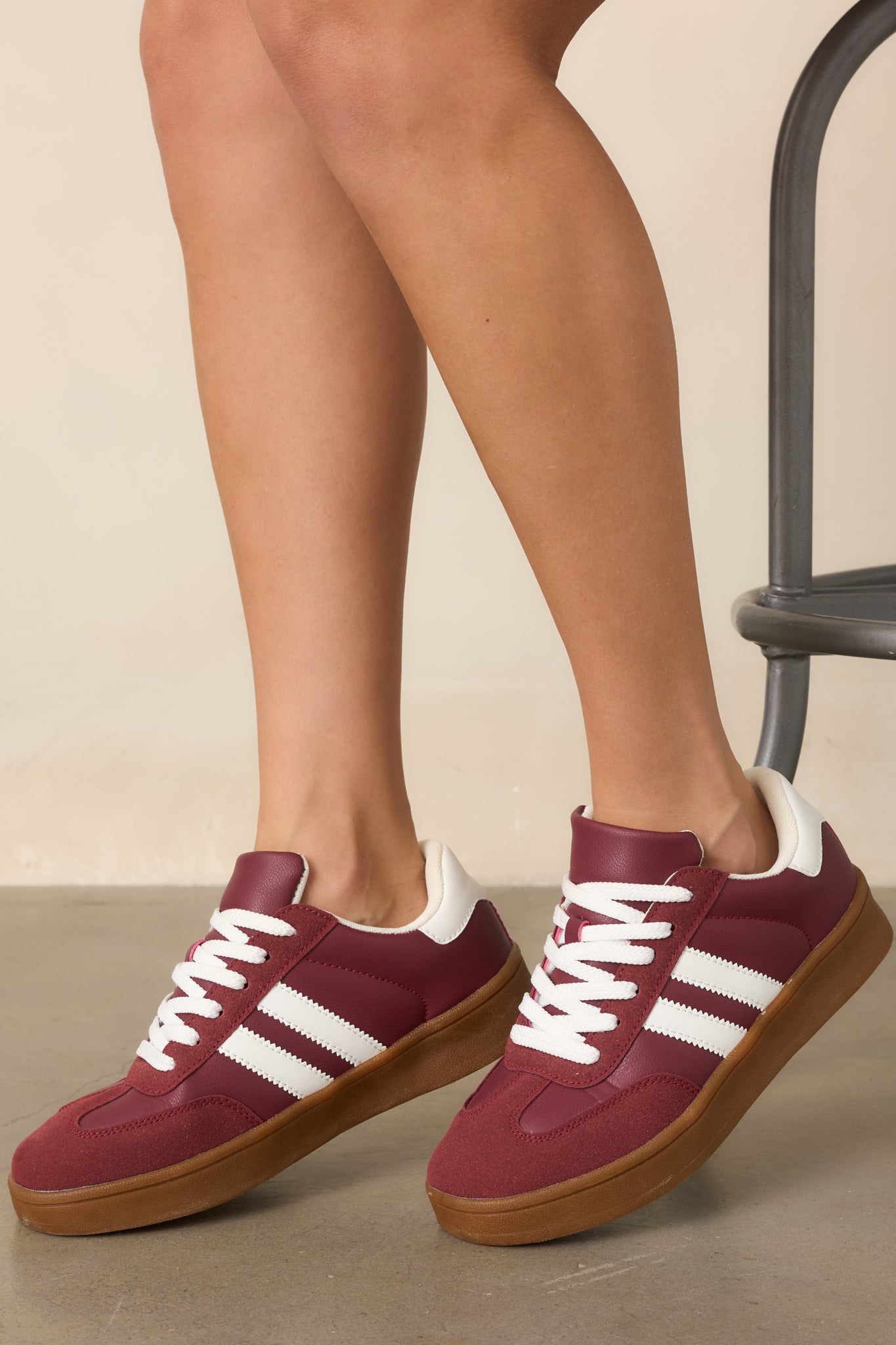 red dress burgundy shoes Faux Suede Lace-Up Sneakers - Women's Size:39L A-Line Sweetheart Off Shoulder product_family:1L14349P Bridesmaid dresses