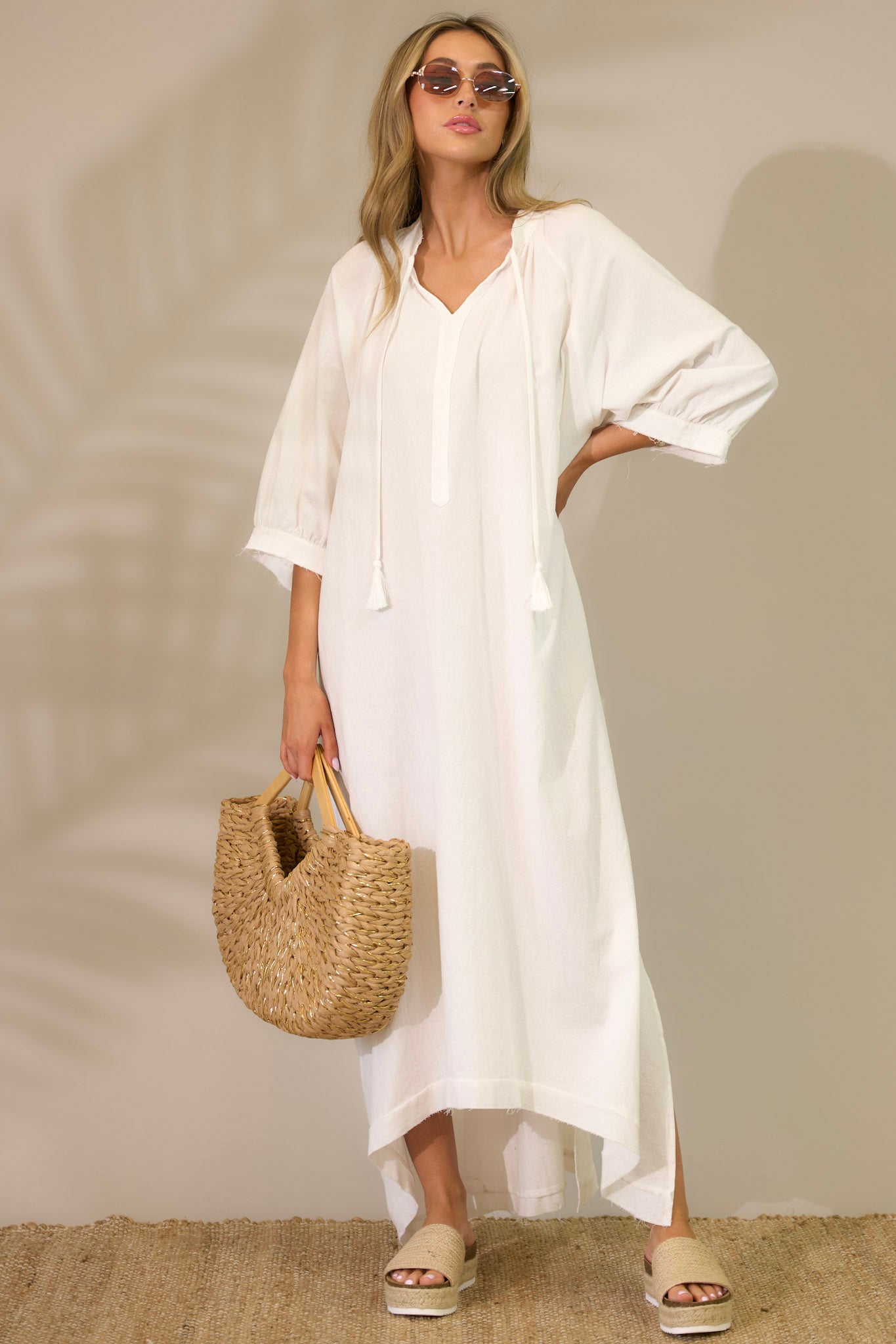 ivory maxi dresses for women Shona Joy - Aby Jersey Draped Maxi Dress