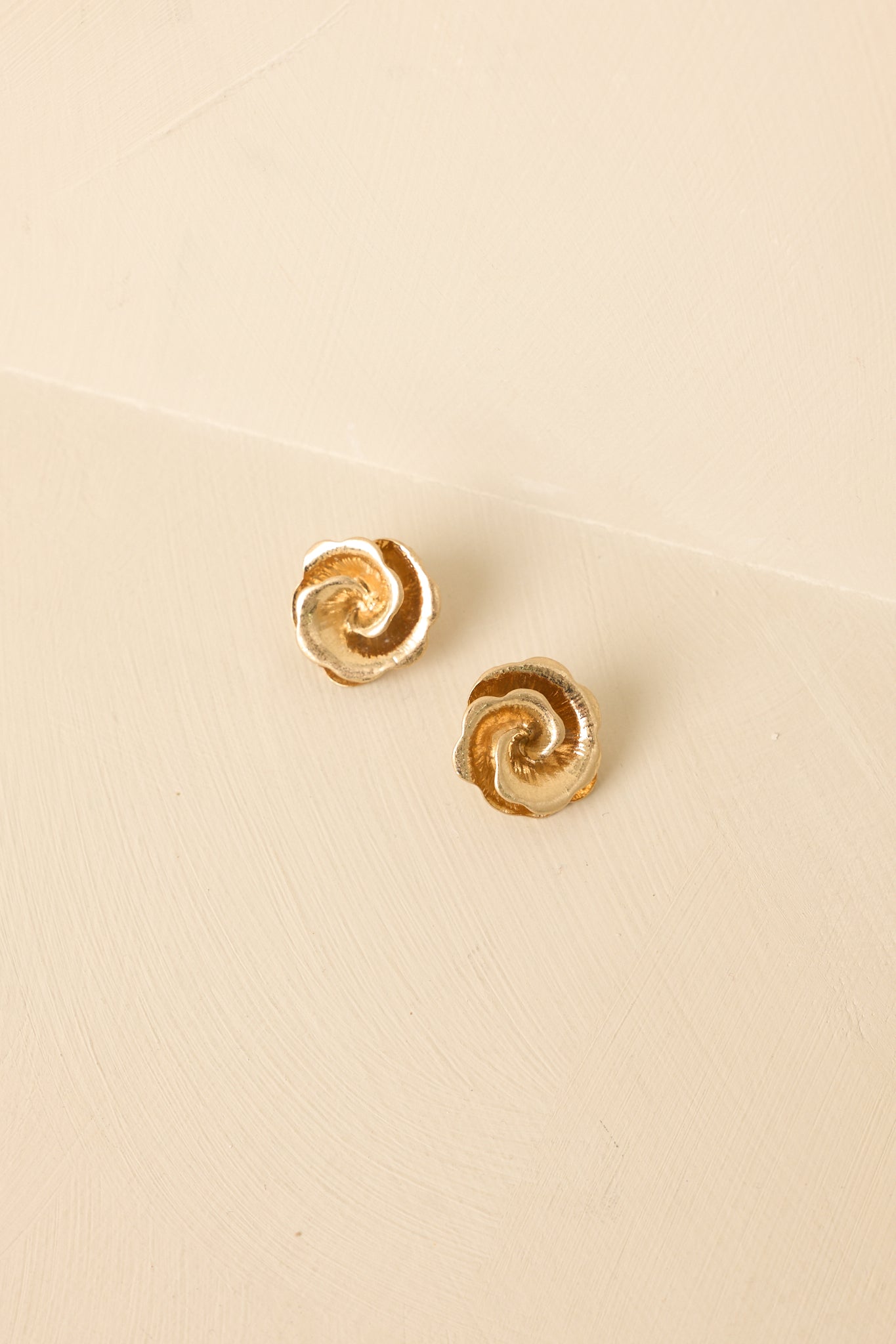 Red Dress | Gold Floral Stud Earrings - All Earrings