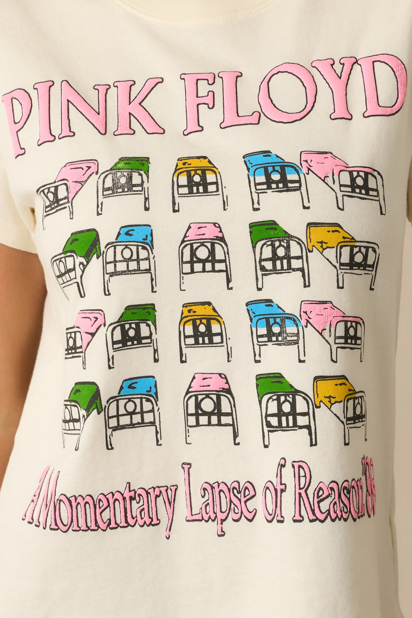 A close-up detail of the “Momentary Lapse Of Reason” graphic with multicolor print elements.