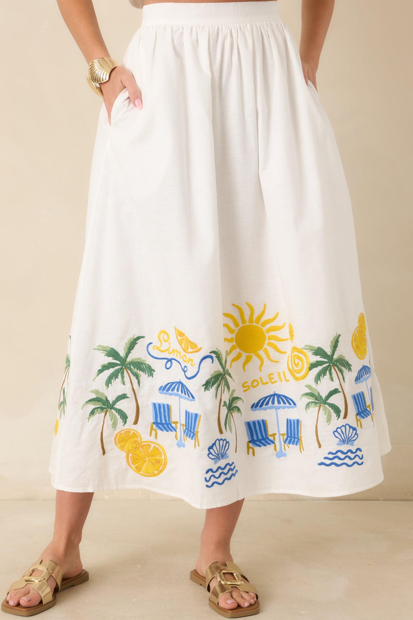 Close-up of the lightweight cotton blend fabric, highlighting its soft texture and airy drape.
