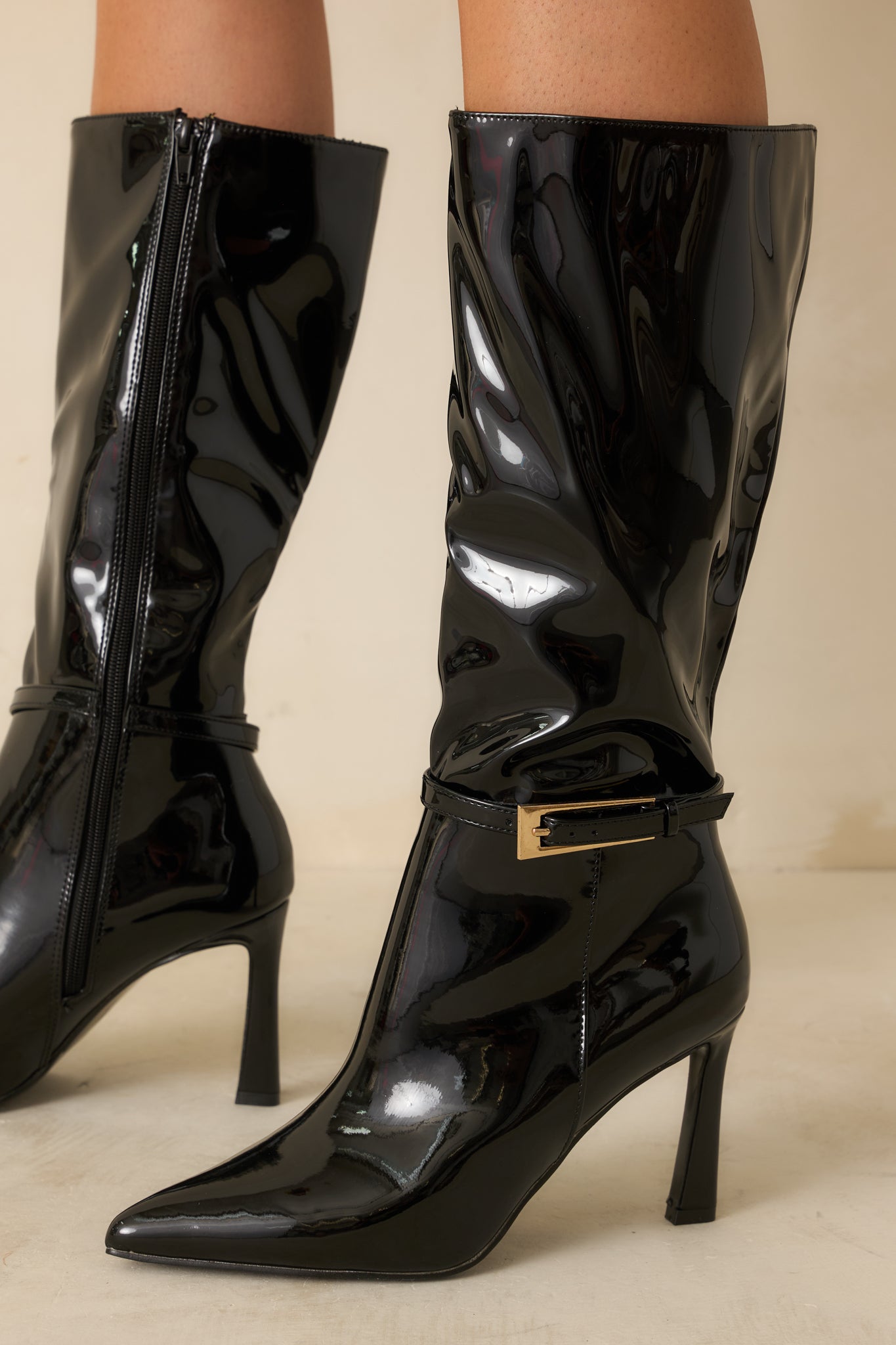 Women's Stay In Touch Black Patent Faux Leather Boots | Size: 6.5 | Red Dress Women's Stay In Touch Black Patent Faux Leather Boots | Size: 6.5 | Red Dress