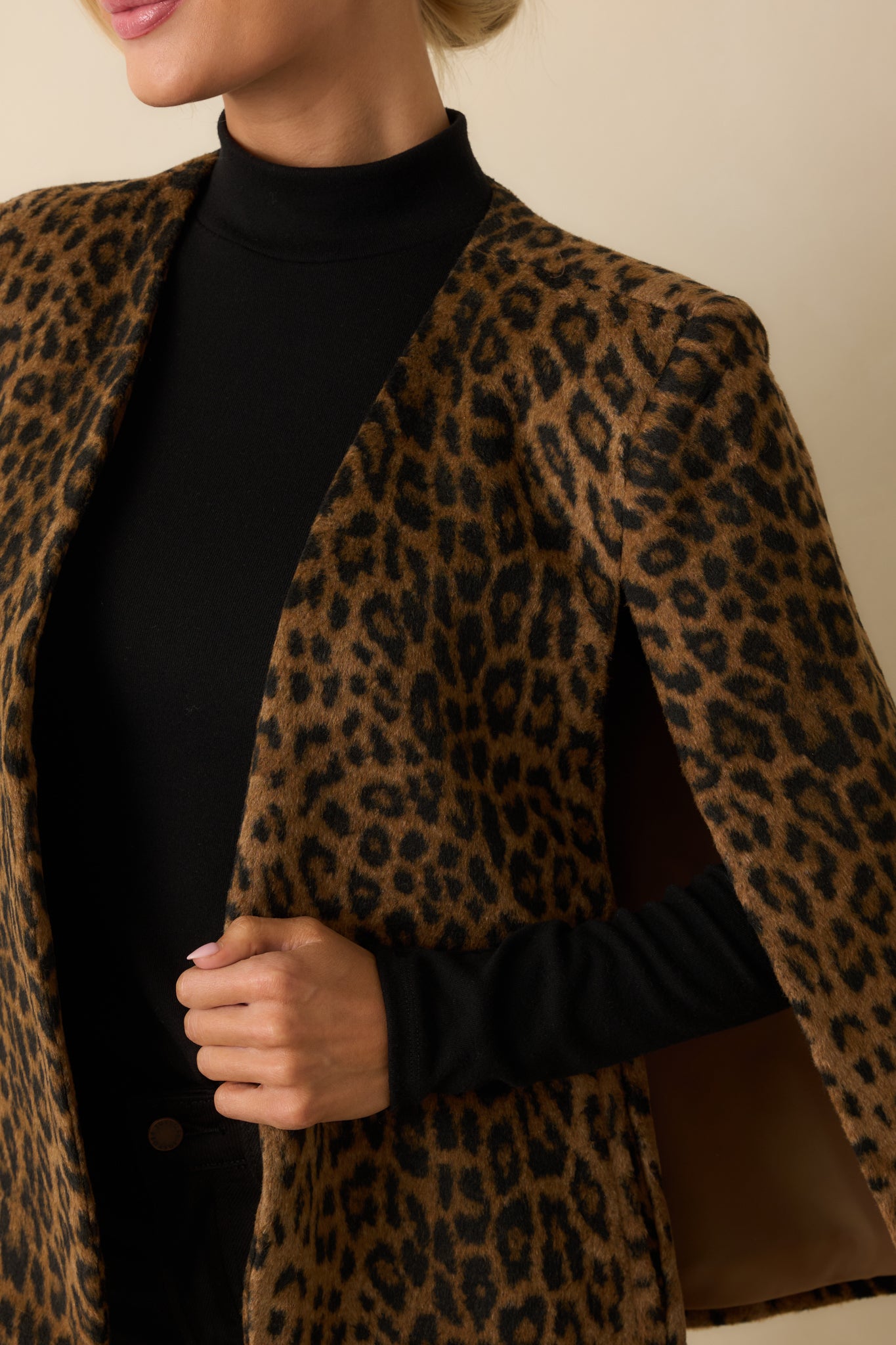 Close-up of the fabric texture showing soft fuzziness and fully lined interior.