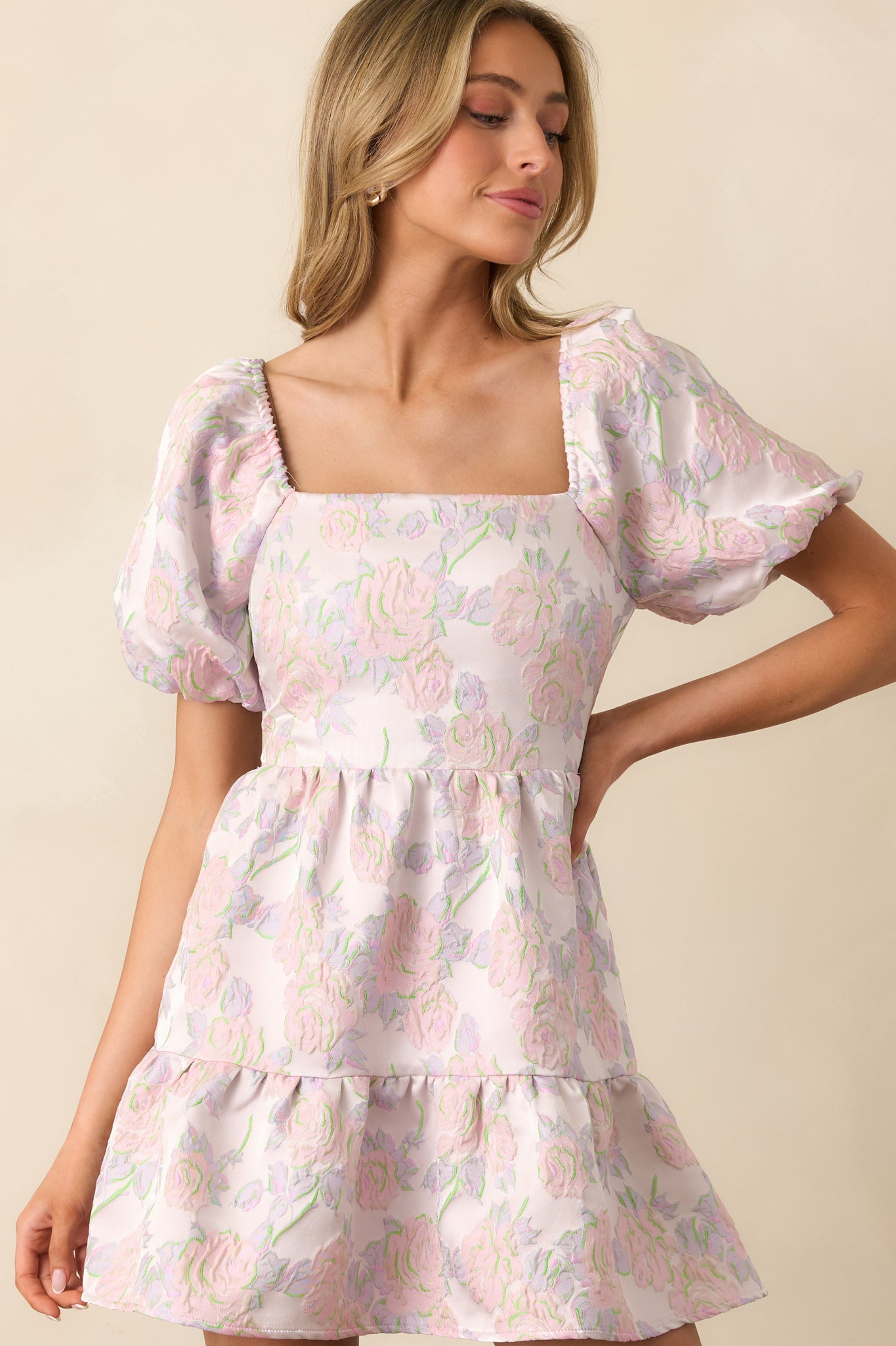 Once Upon A Time Lavender Floral Jacquard Mini Dress Once Upon A Time Lavender Floral Jacquard Mini Dress