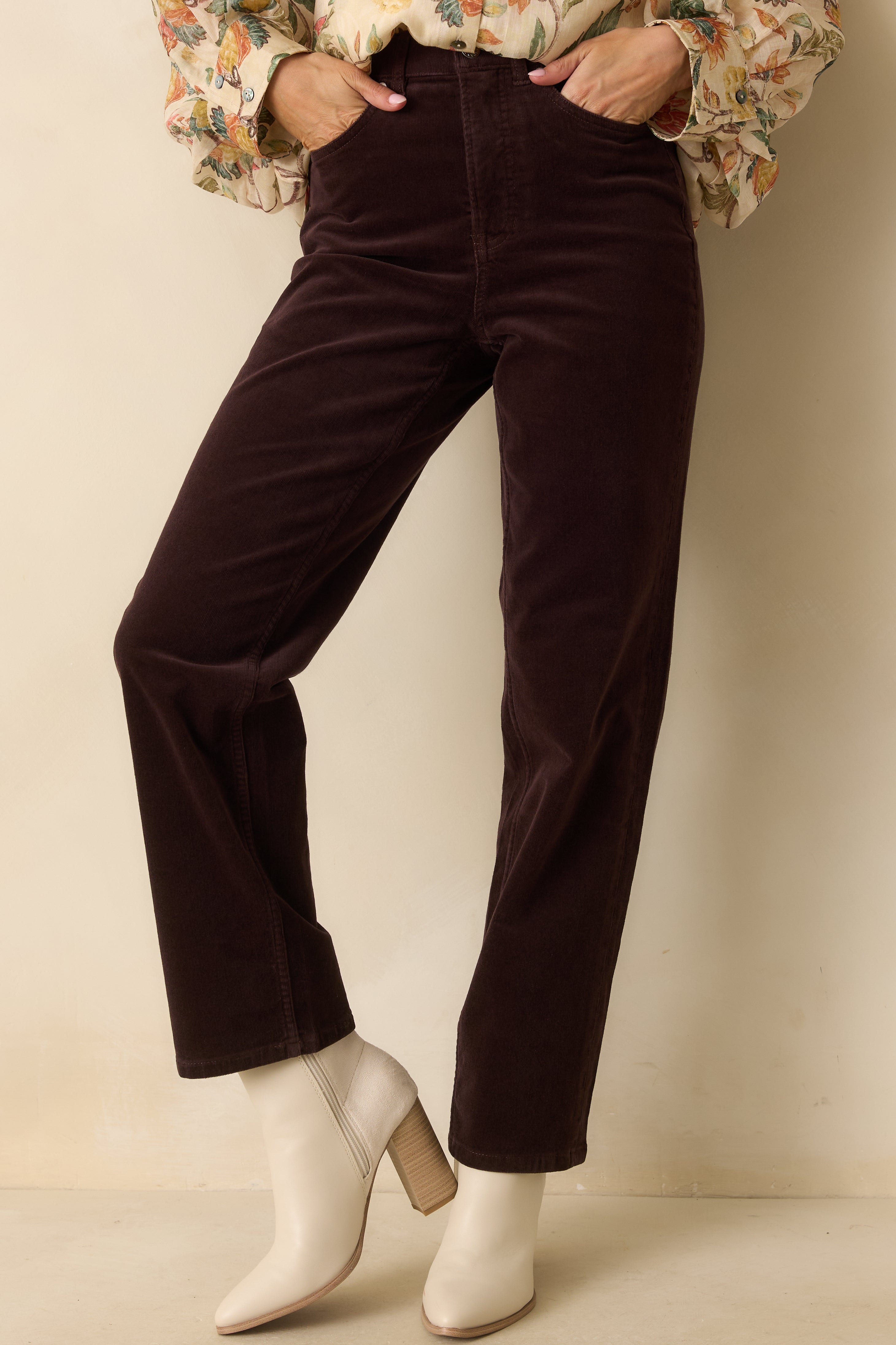 SPANXshape™ Truffle Brown Corduroy 90s Straight Leg Jeans | Red Dress