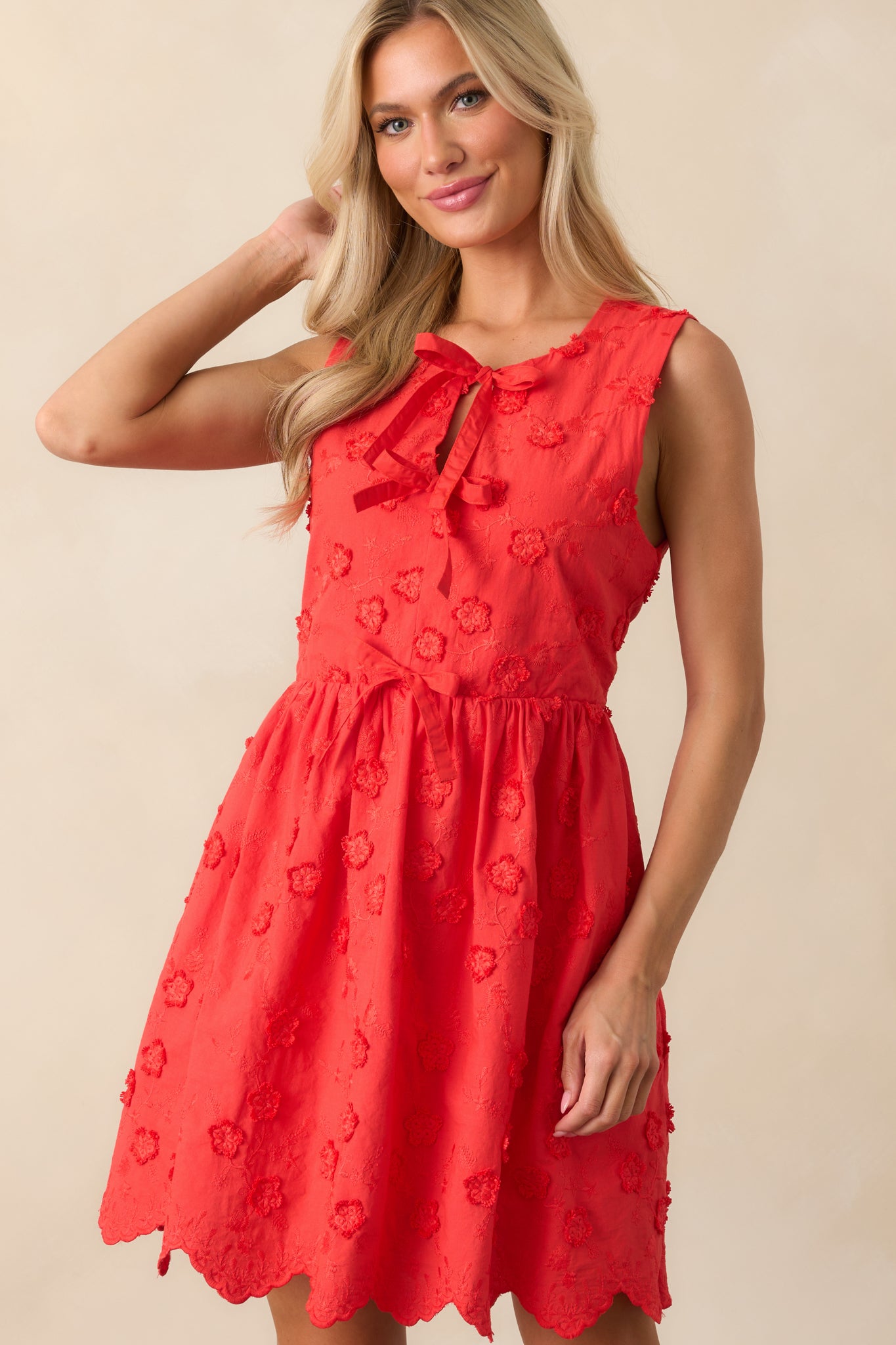 Red Floral Embroidered Mini Dress - All Dresses | Red Dress Red Floral Embroidered Mini Dress - All Dresses | Red Dress