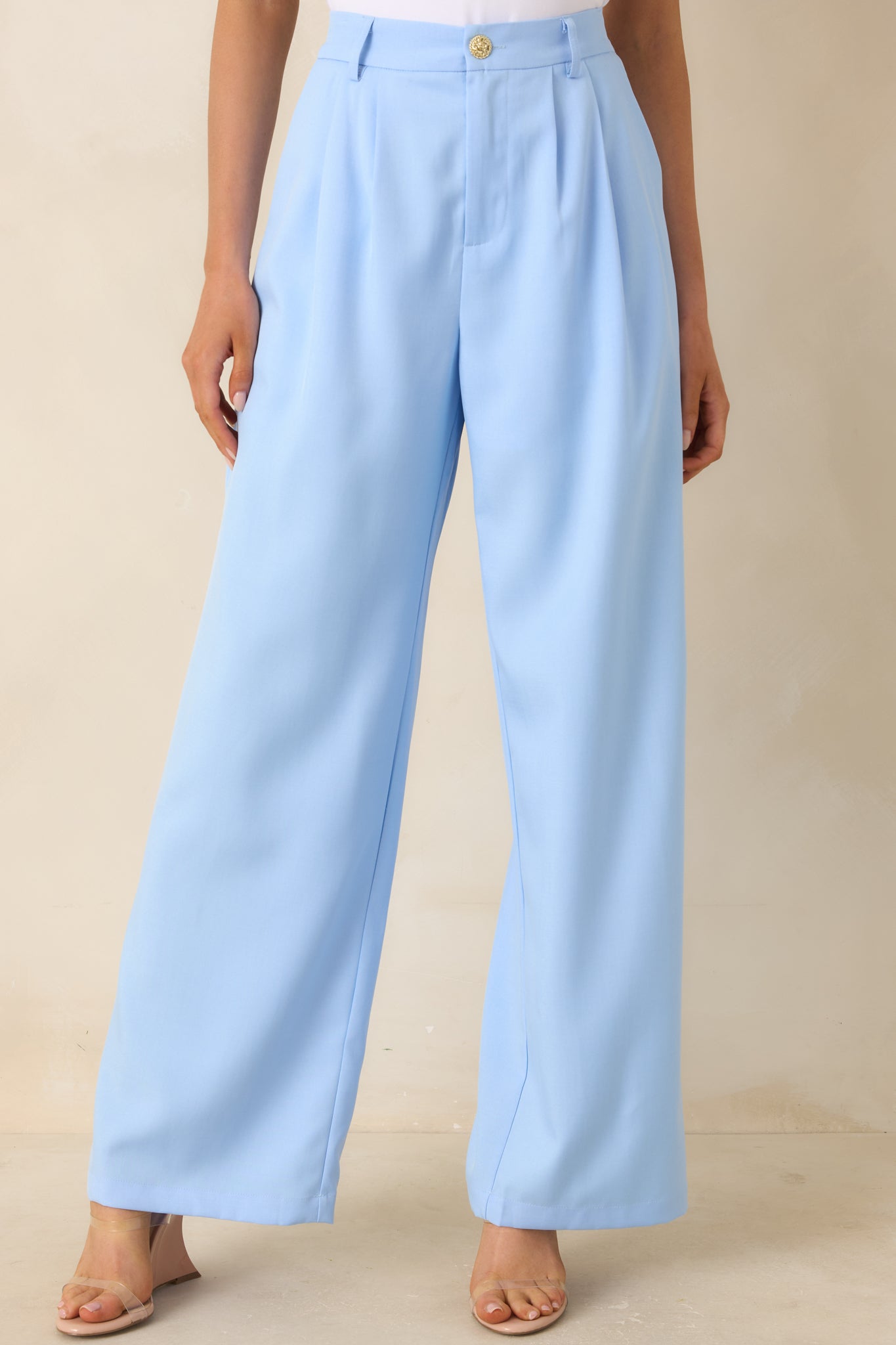 Women's Details Make It Light Blue Tailored Wide Leg Trousers | Size: M