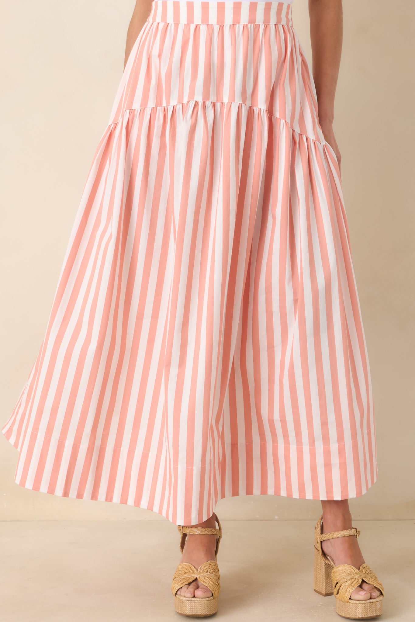 chinese dress ladies Sweet Stripes Maxi- Pink/Orange main image 1