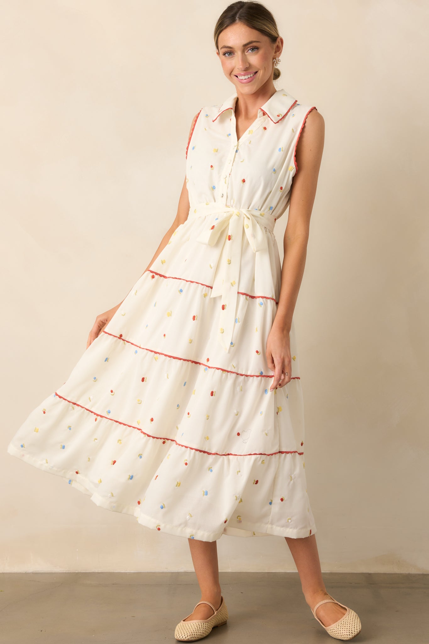 Ivory Floral Collared Maxi Dress - All Dresses Ivory Floral Collared Maxi Dress - All Dresses