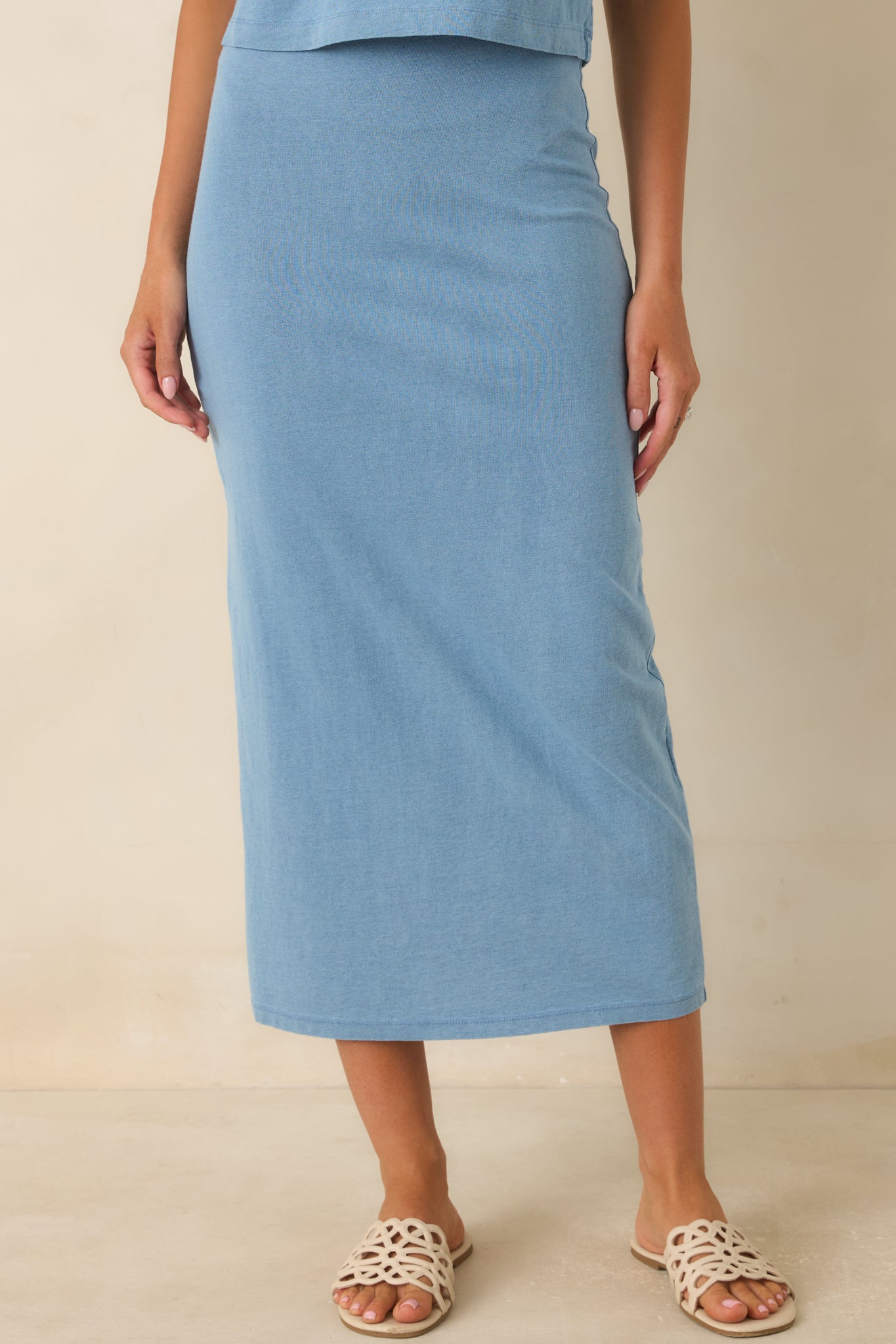 Gail Washed Indigo Cotton Jersey Denim Midi Skirt | Z Supply