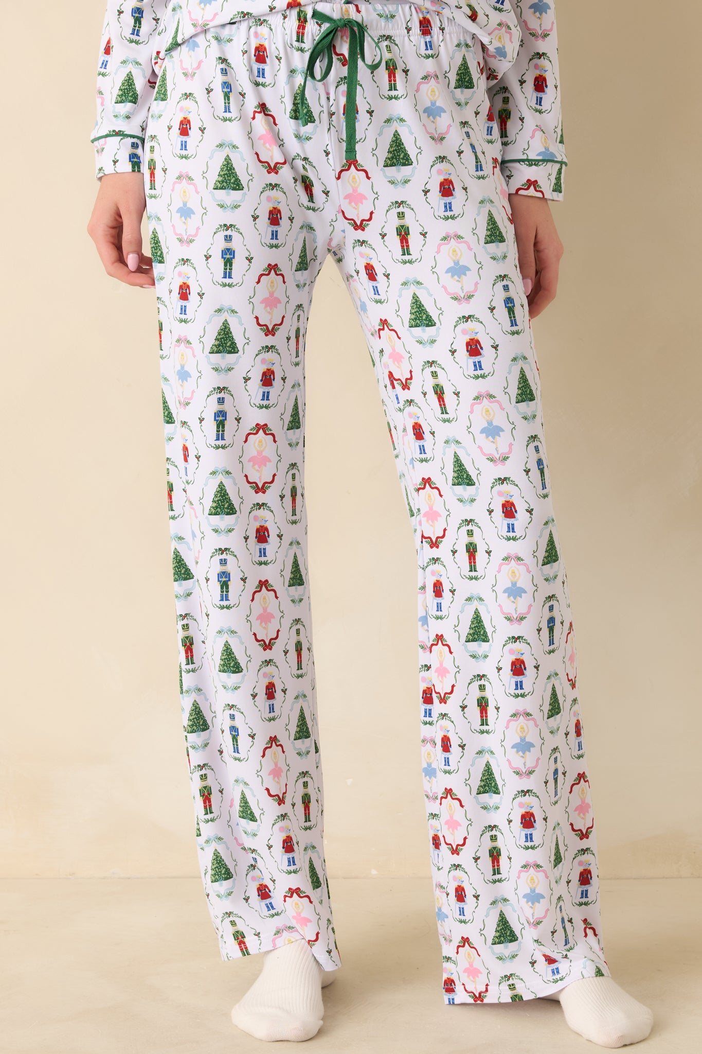 Women's Holiday Brigade White Multi Nutcracker Pajama Pants | Size: L