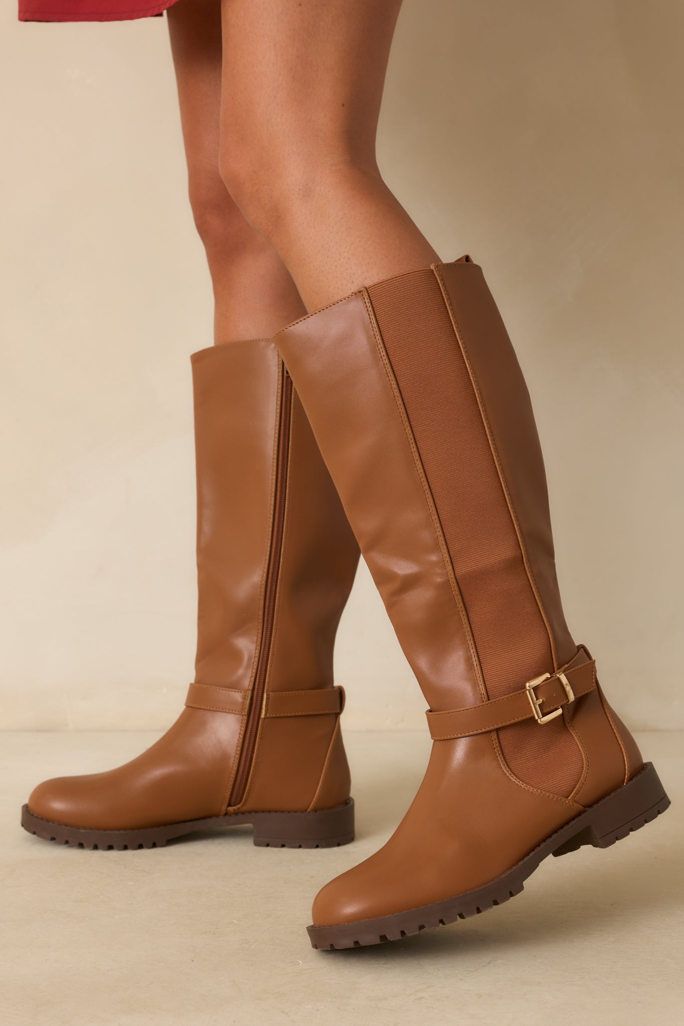 Women's Staying Put Caramel Brown Faux Leather Knee High Riding Boots | Size: 7 | Red Dress Women's Staying Put Caramel Brown Faux Leather Knee High Riding Boots | Size: 7 | Red Dress