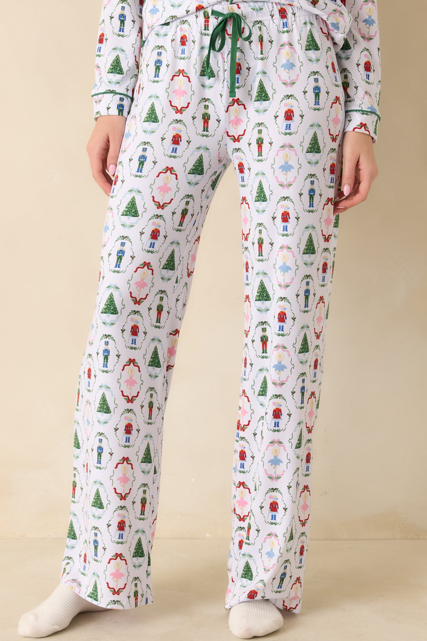 Women's Holiday Brigade White Multi Nutcracker Pajama Pants | Size: L