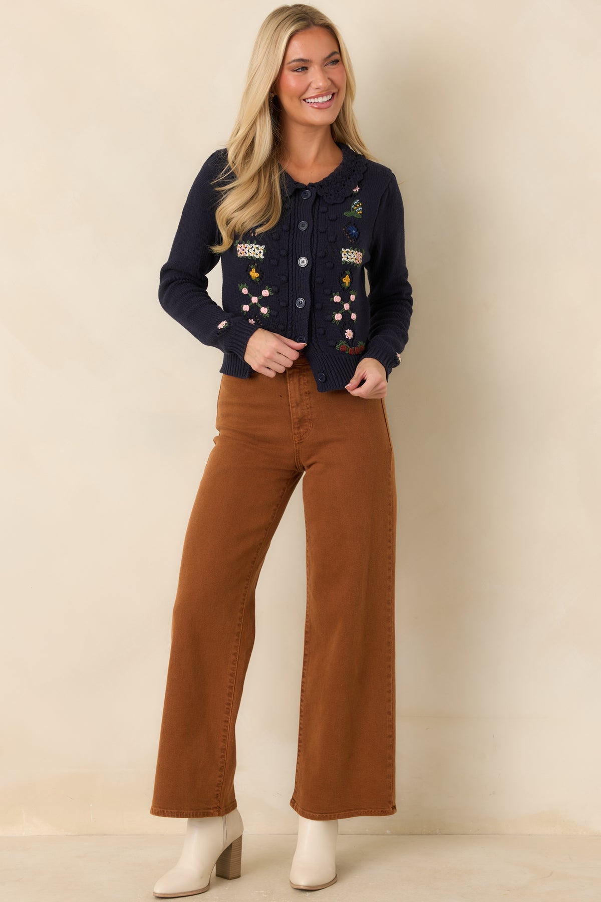 Penny For Your Thoughts Rust High Rise Wide Leg Jeans