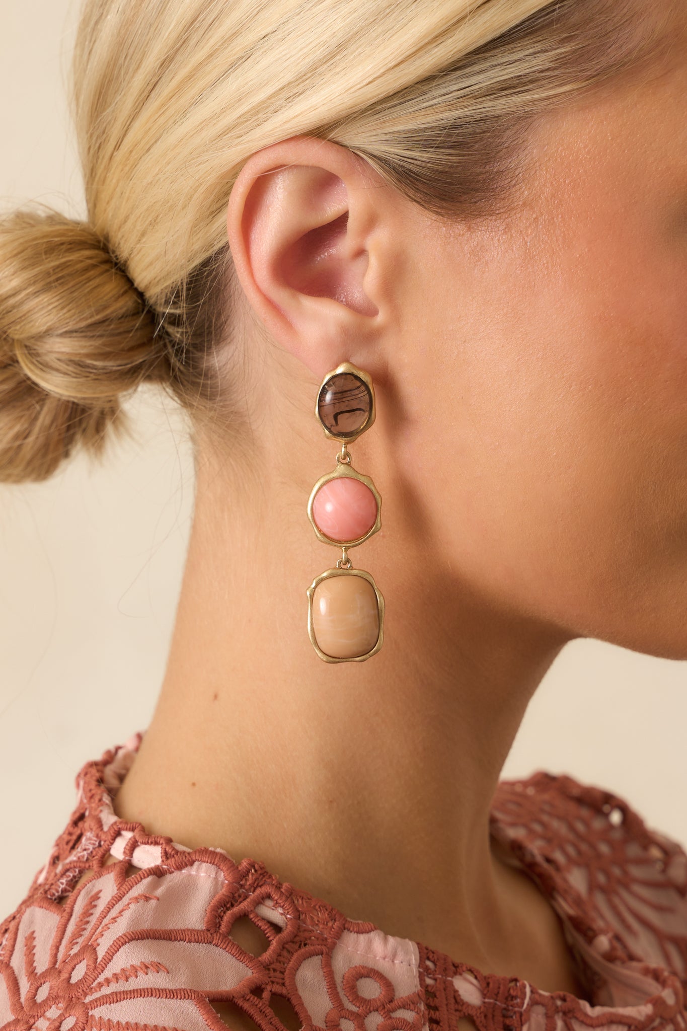 A Good Thing Going Pink Multi Stone Drop Earrings A Good Thing Going Pink Multi Stone Drop Earrings