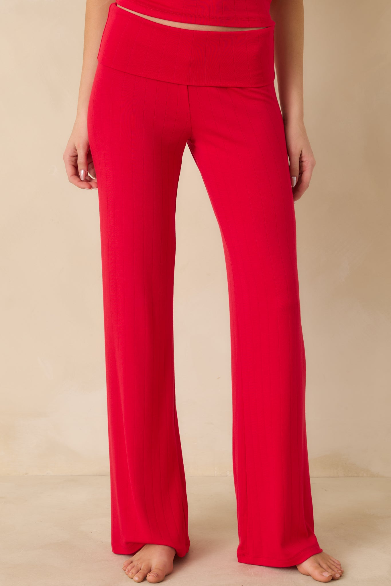 open lace back dress Z Supply Essential Fold Over Pant Kiss Me Red / M