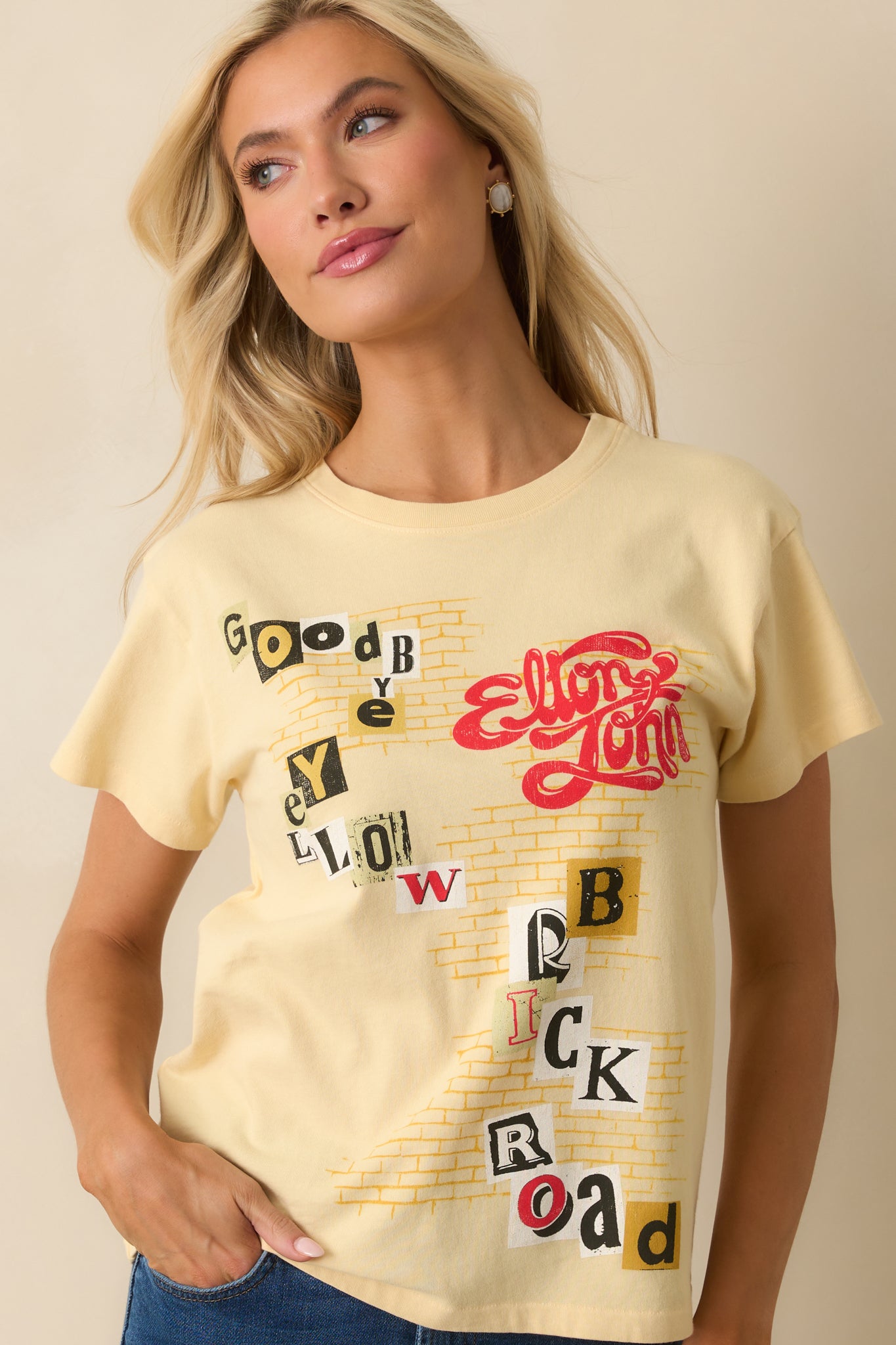 Cropped shot emphasizing the short sleeves and easy relaxed fit.