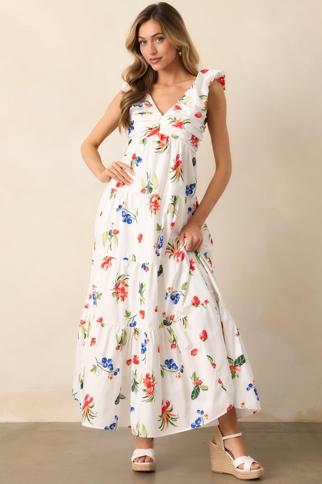 White Cotton Coastal Print Maxi Dress - Casual Dresses | Red Dress White Cotton Coastal Print Maxi Dress - Casual Dresses | Red Dress