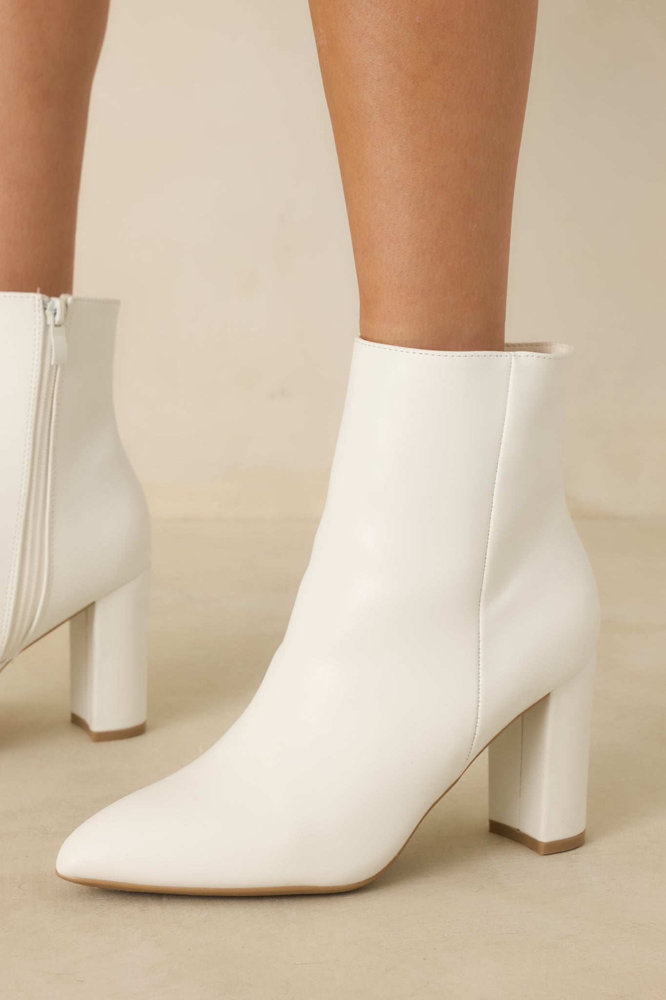 Women's From Here On White Faux Leather Block Heel Ankle Boots | Size: 8 | Red Dress Women's From Here On White Faux Leather Block Heel Ankle Boots | Size: 8 | Red Dress
