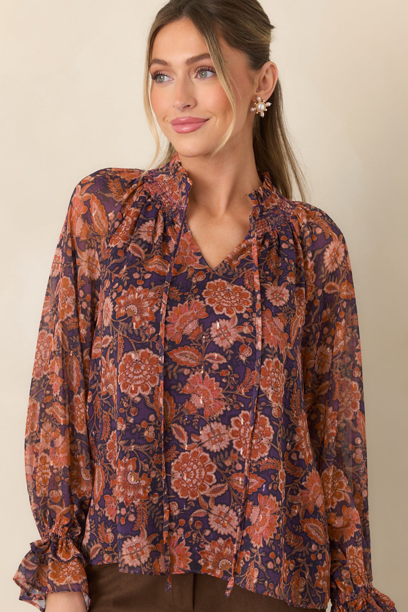 Close view of the lined bodice beneath the sheer floral layer, creating comfortable coverage with an airy finish.