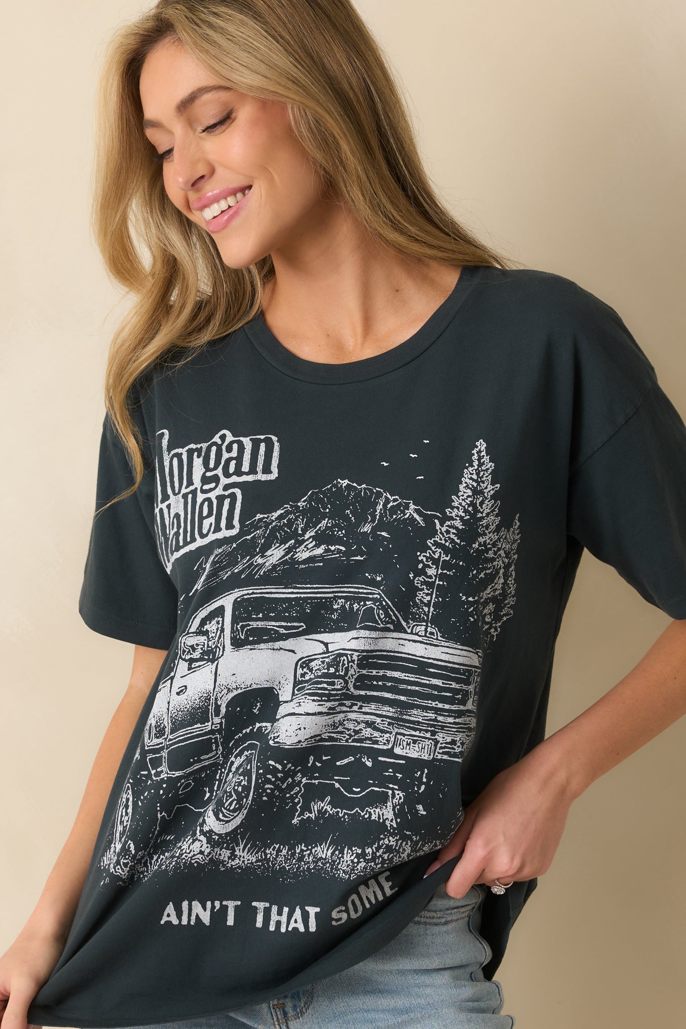 Focused look at the relaxed silhouette and soft worn finish.