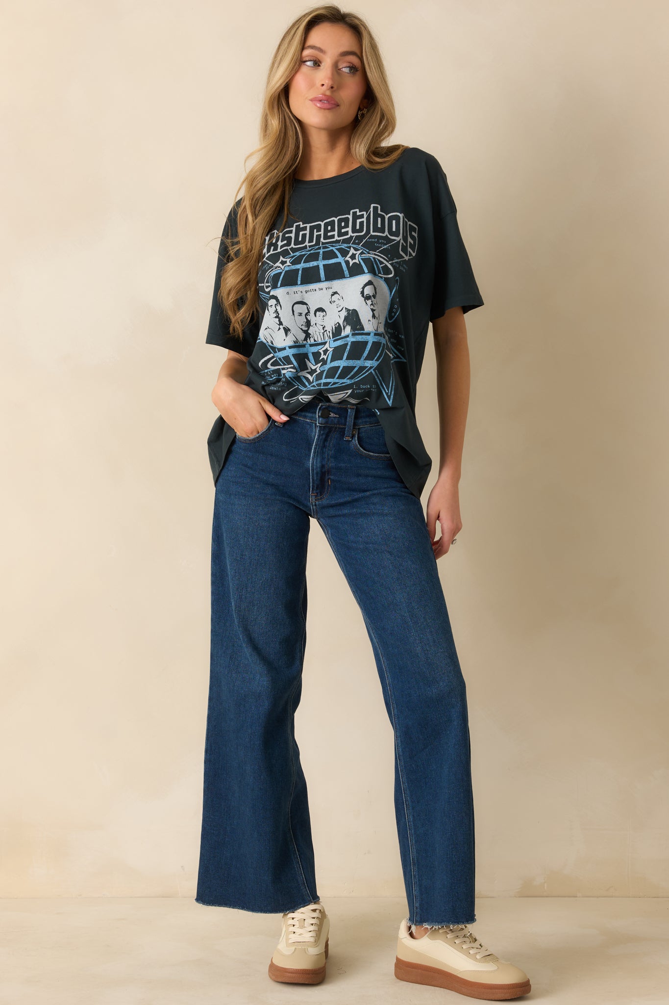 Front view of the Backstreet Boys graphic t-shirt highlighting the vintage tour design.