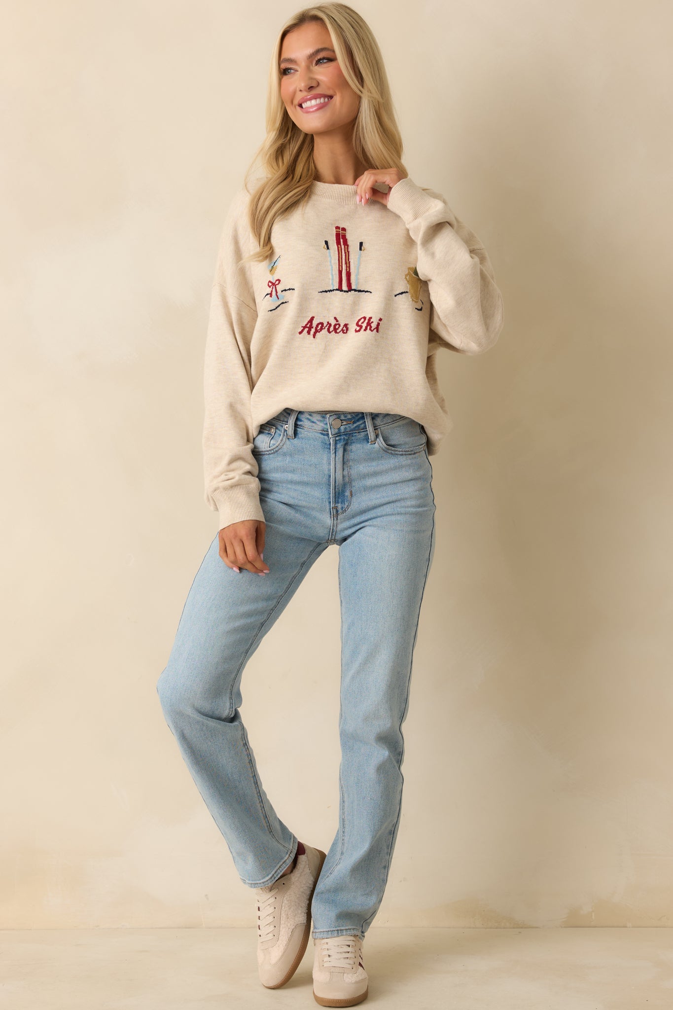 Straight leg jeans displayed from the front highlighting functional hip pockets and structured waistband.