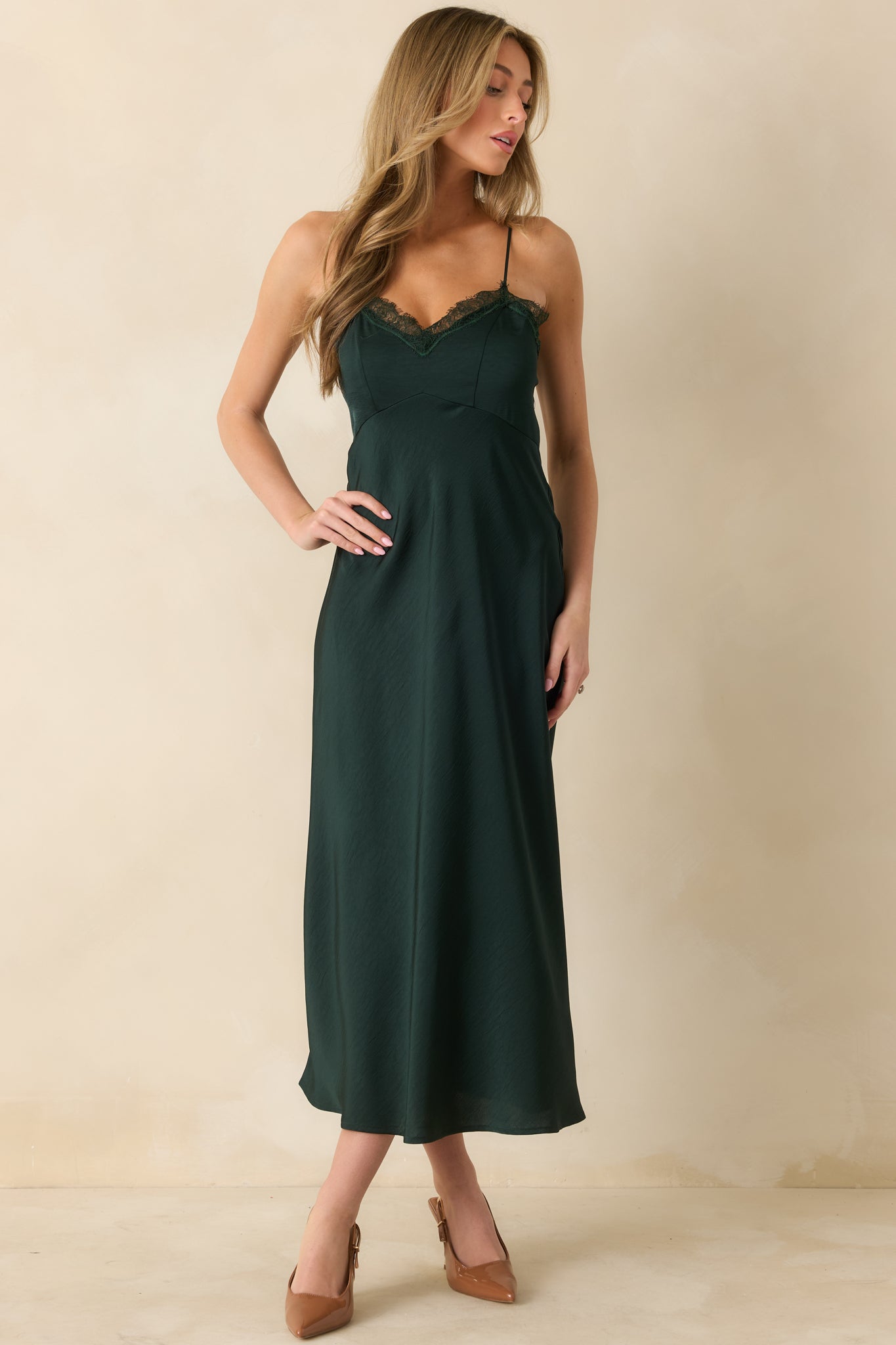 Full front view showcasing overall silhouette, bust shaping, and relaxed yet structured fit.