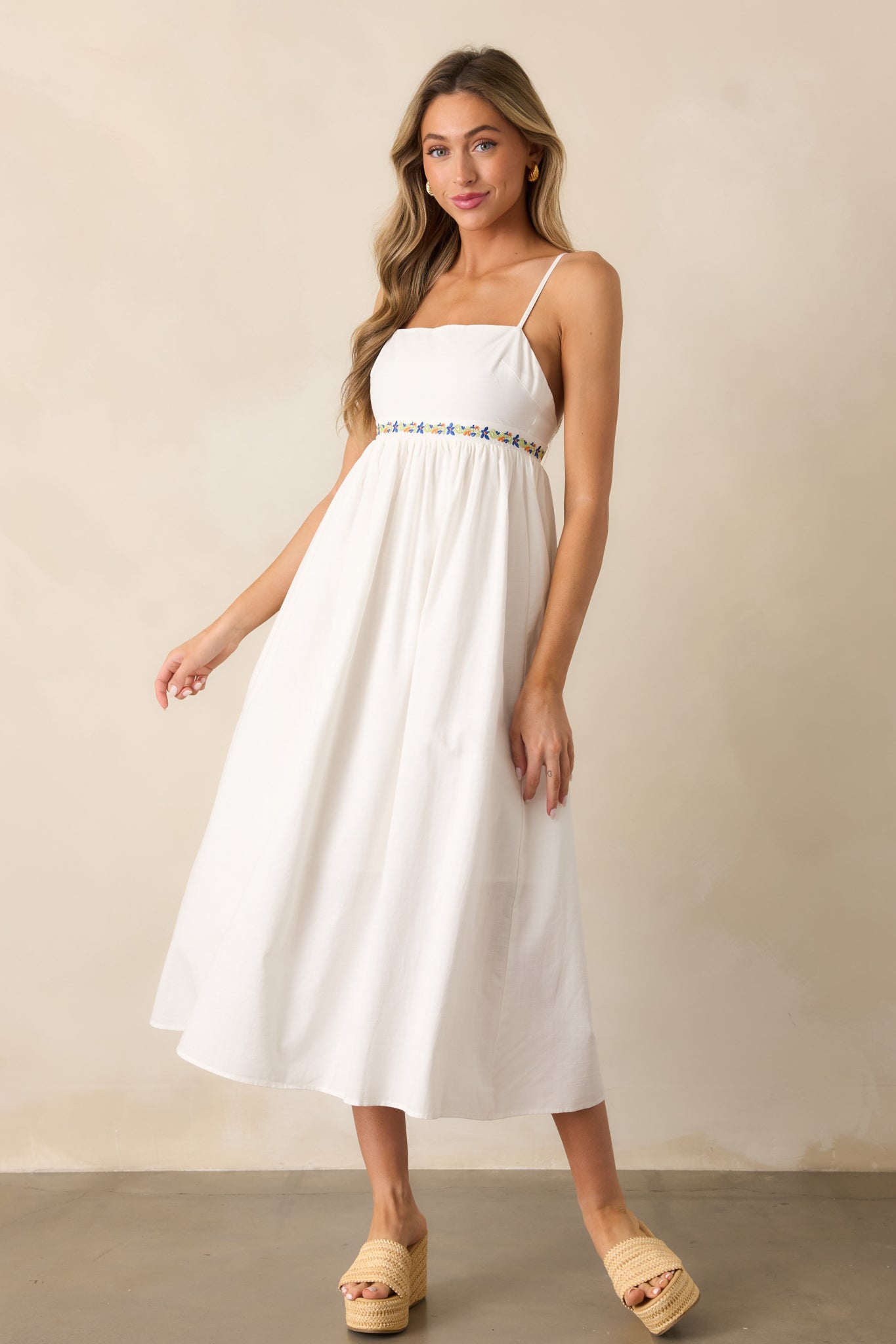 MINKPINK Elini Embroidered Midi Dress In Ivory | Red Dress MINKPINK Elini Embroidered Midi Dress In Ivory | Red Dress