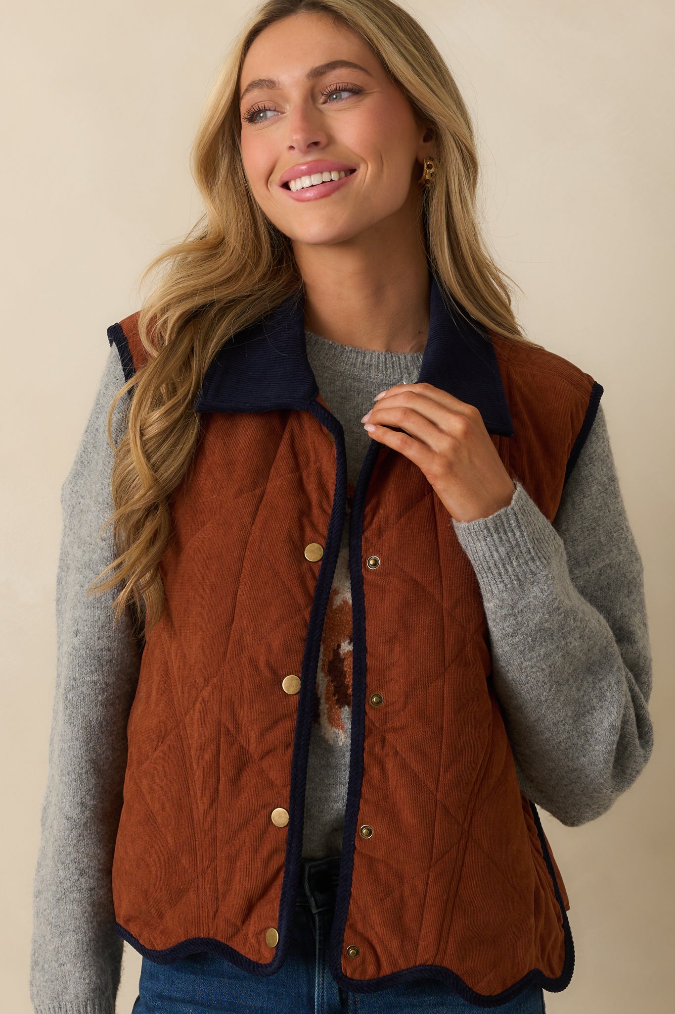 Cropped shot highlighting functional pockets and textured corduroy fabric.