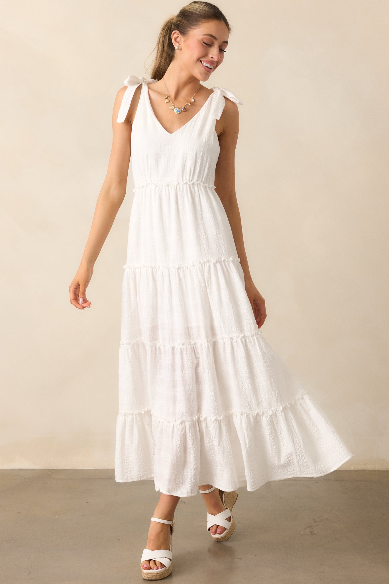 Ivory Cotton Tiered Maxi Dress - Vacation Dresses | Red Dress Ivory Cotton Tiered Maxi Dress - Vacation Dresses | Red Dress