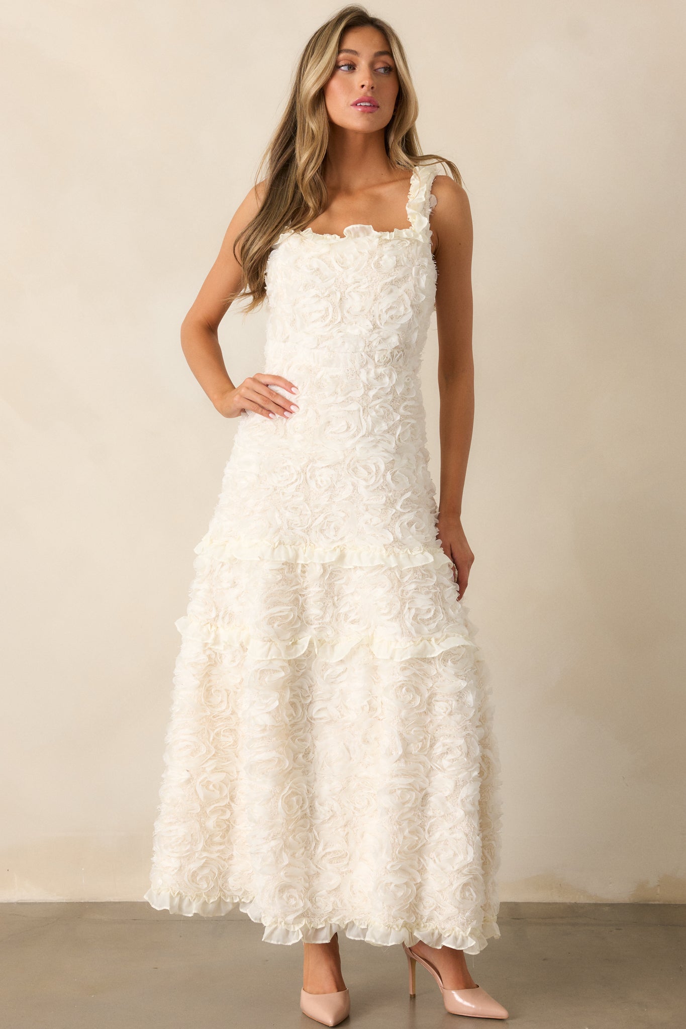 Ivory Floral Applique Maxi Dress - Event Dresses | Red Dress Ivory Floral Applique Maxi Dress - Event Dresses | Red Dress