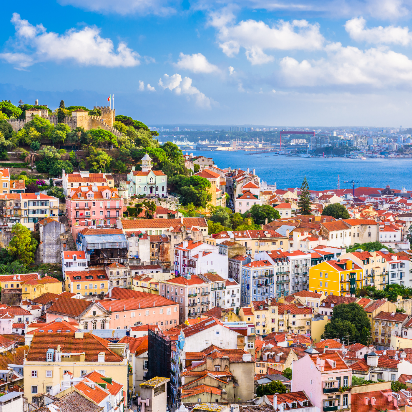 Scenic, coastal image of Lisbon, Portgual.
