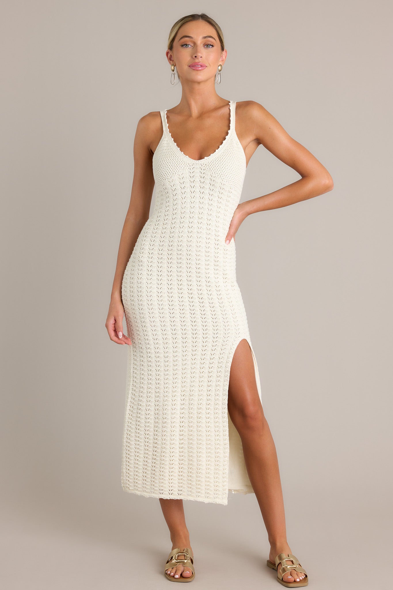 Z Supply Eleena Sandstone White Crochet Midi Dress | Red Dress Z Supply Eleena Sandstone White Crochet Midi Dress | Red Dress
