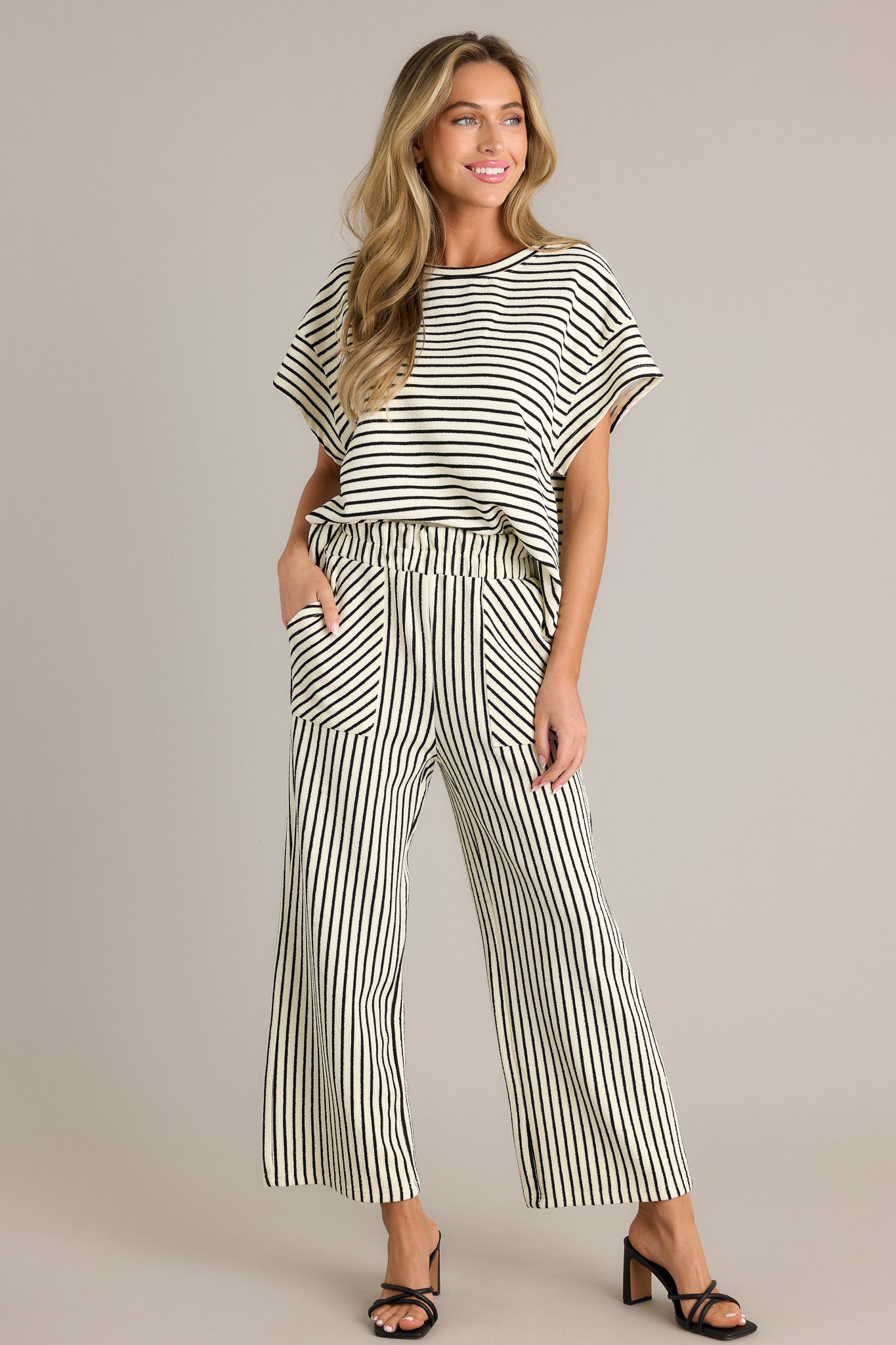 Black Stripe Wide Leg Pants - All Pants | Red Dress Black Stripe Wide Leg Pants - All Pants | Red Dress