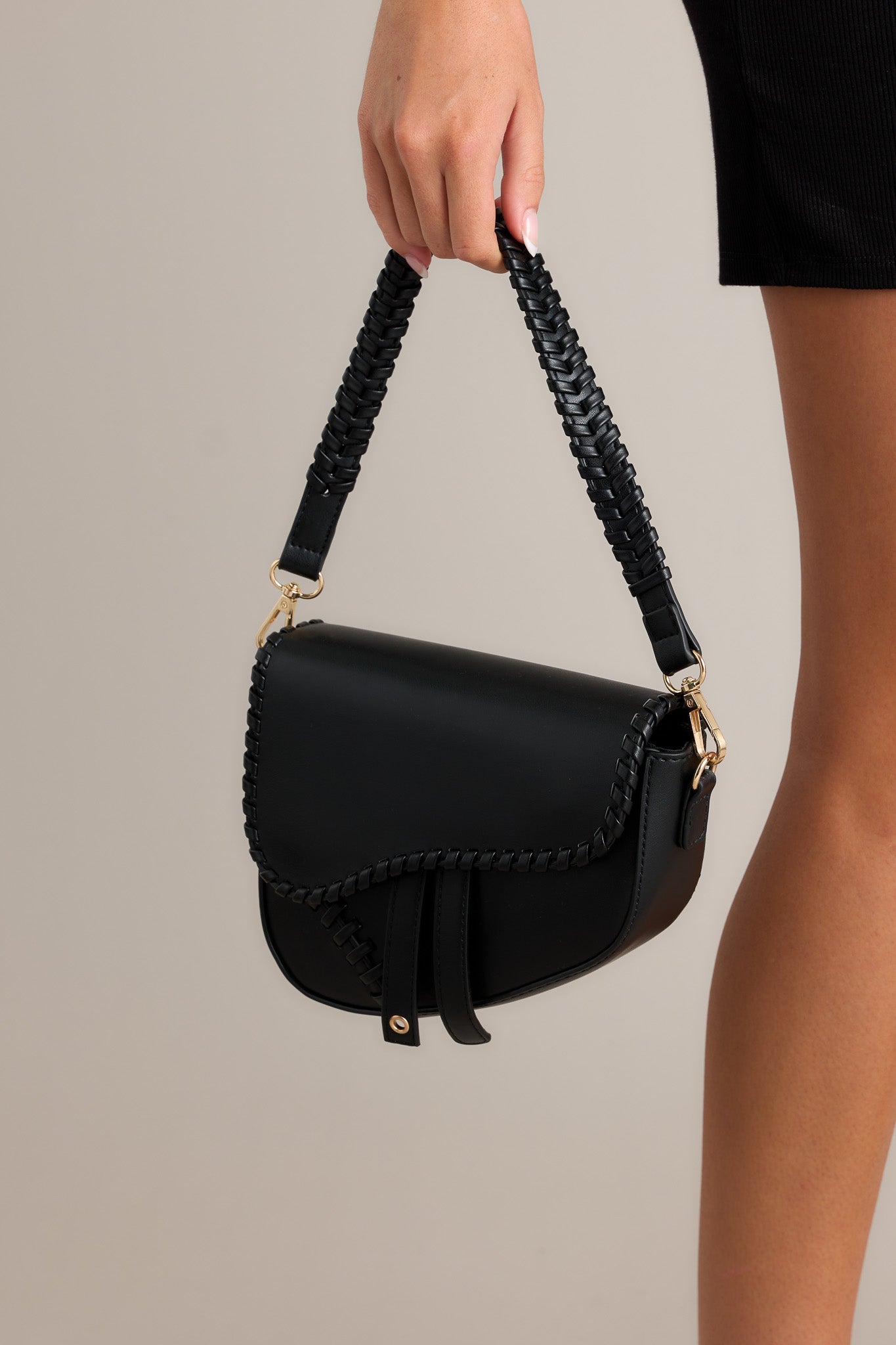 Black Faux Leather Saddlebag - All Accessories | Red Dress Black Faux Leather Saddlebag - All Accessories | Red Dress