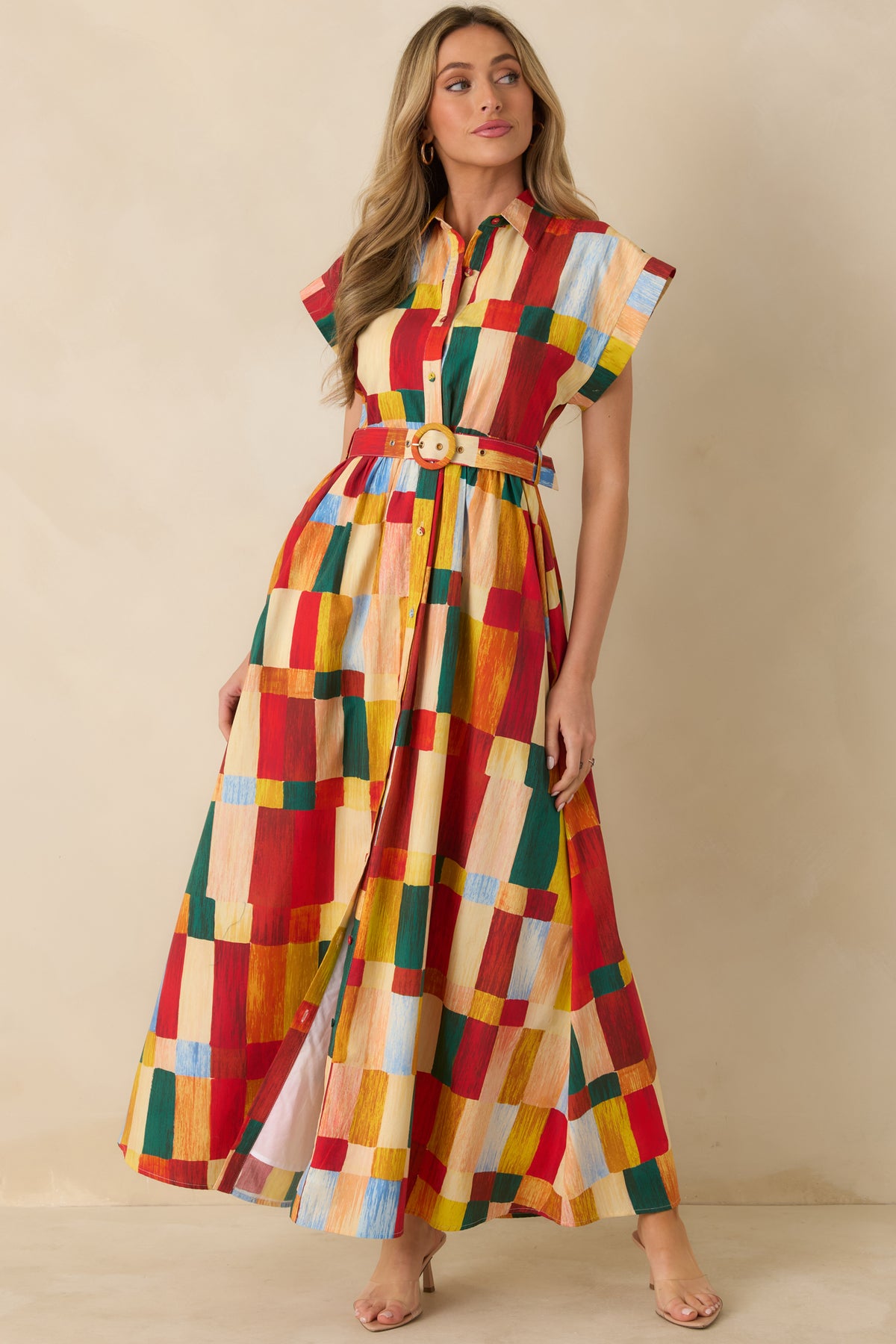 Geometric-Print-Multicolor-Maxi-Shirt-Dress-Feature-View