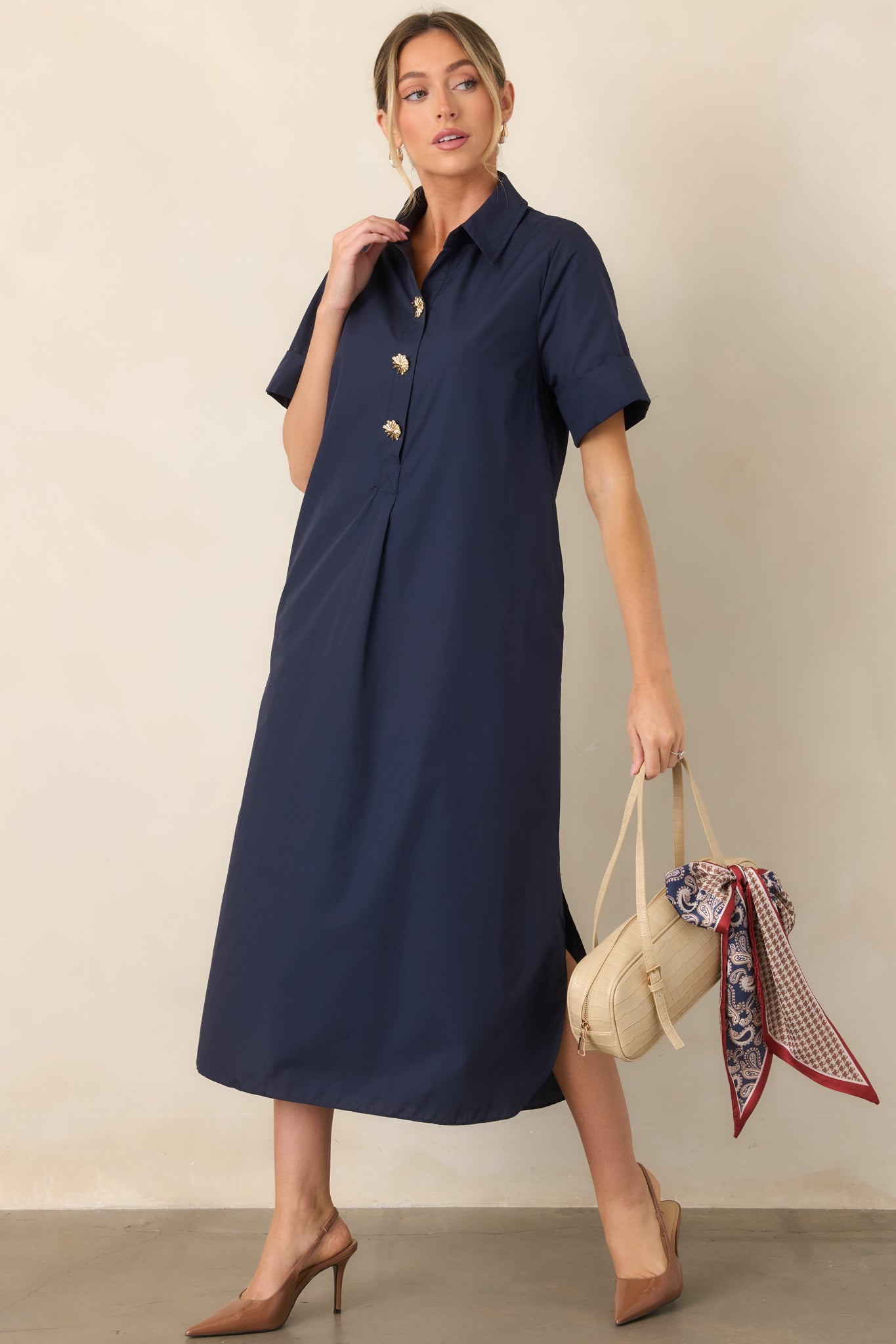 blue short sleeve maxi dress Read the Signs Navy PRETTYGARDEN Women's Formal Short YGroup_1L89314 tie events Color:Red-Olive