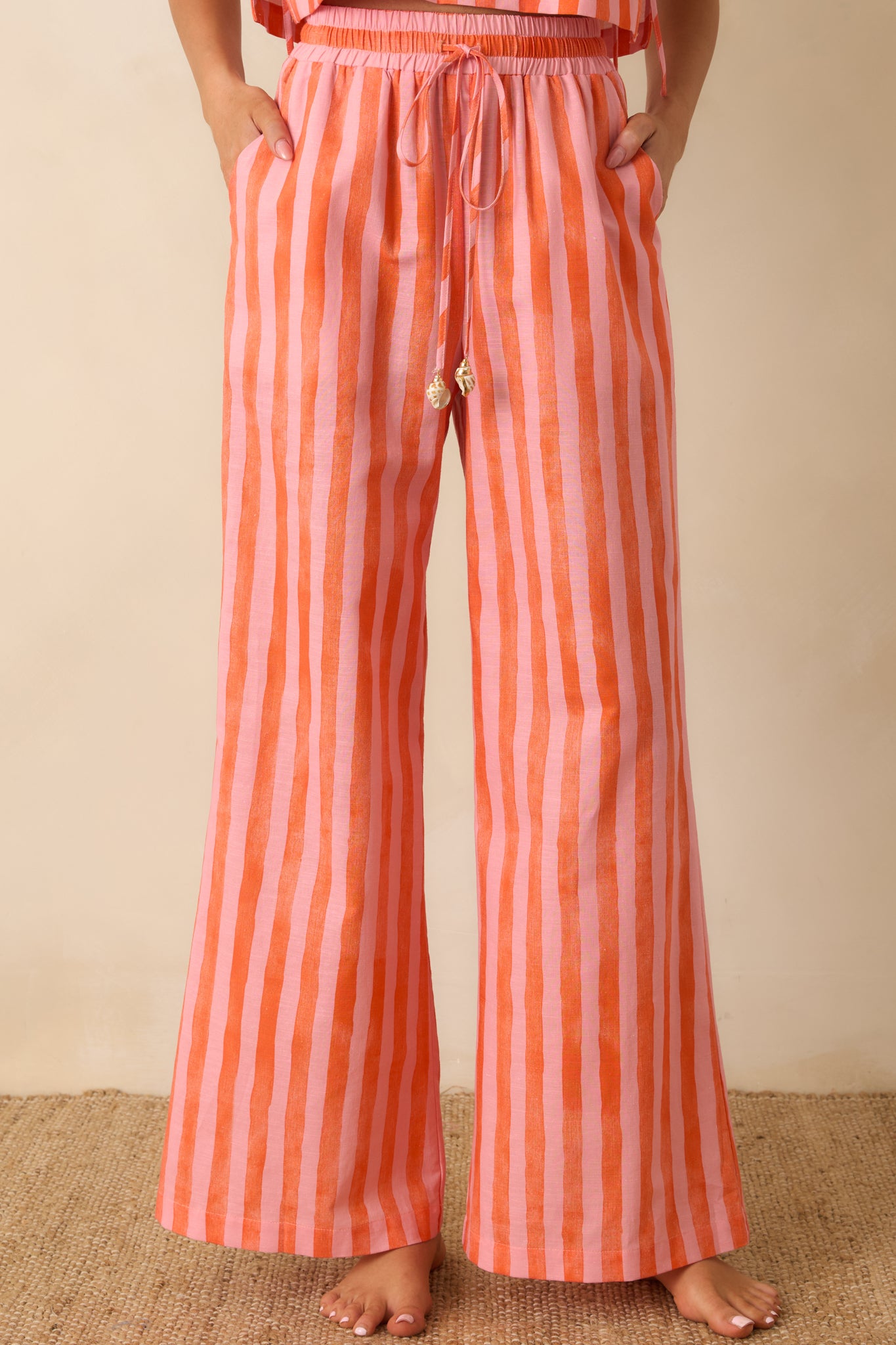 red striped dress pants Nmnitkp Pants for Women Striped Wide Leg Dress Pants with Pockets Drawstring Elastic Back Waist Loose Straight Business Casual Work Trousers for