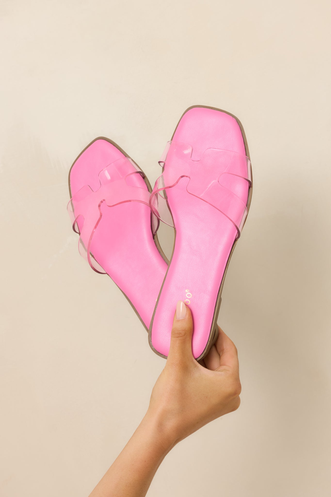 Women's Clear the Way Pink Transparent Strap Slide Sandals | Size: 8