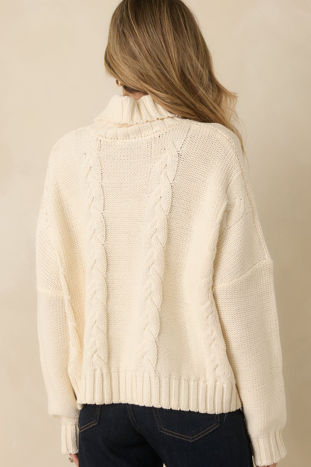 Prosperina Beckett Ivory Cable Knit Turtleneck Sweater
