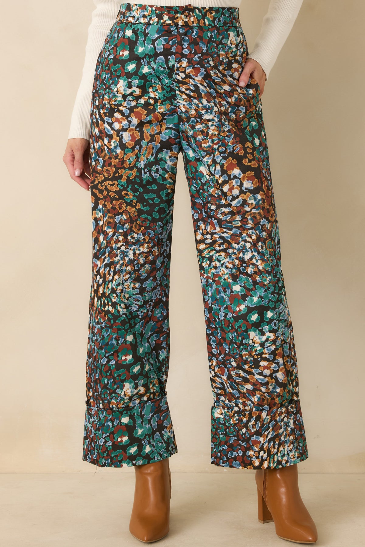 Prosperina Callie Black Multi Urban Jungle Cotton Pants